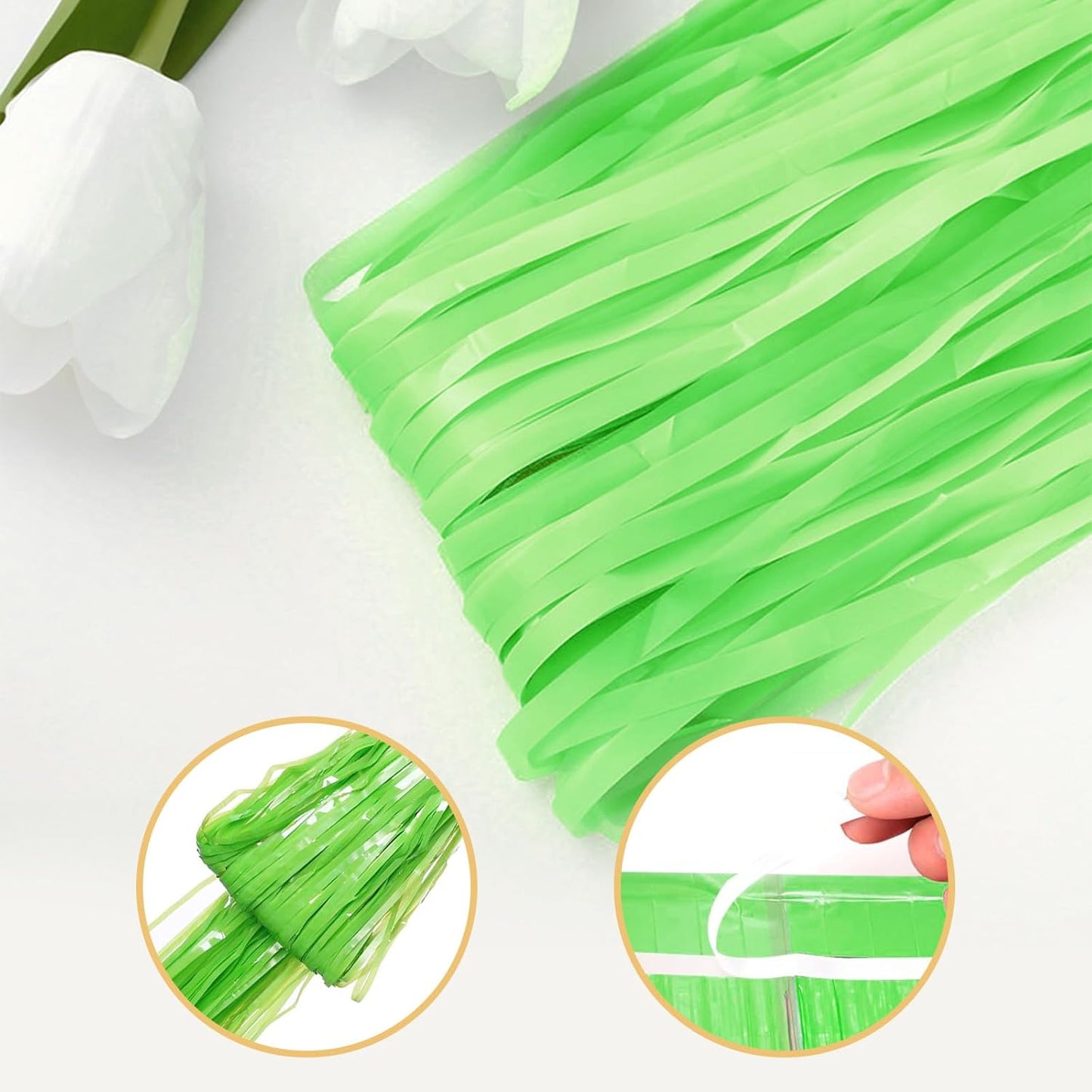 10 Pack Green Foil Curtain Backdrop 3.2ft x 8.2ft Macaron Tinsel Foil Fringe Curtains Streamer Photo Booth Backdrop for Birthday Party Baby Shower Engagement Wedding Holiday Decoration (Macaron Green)