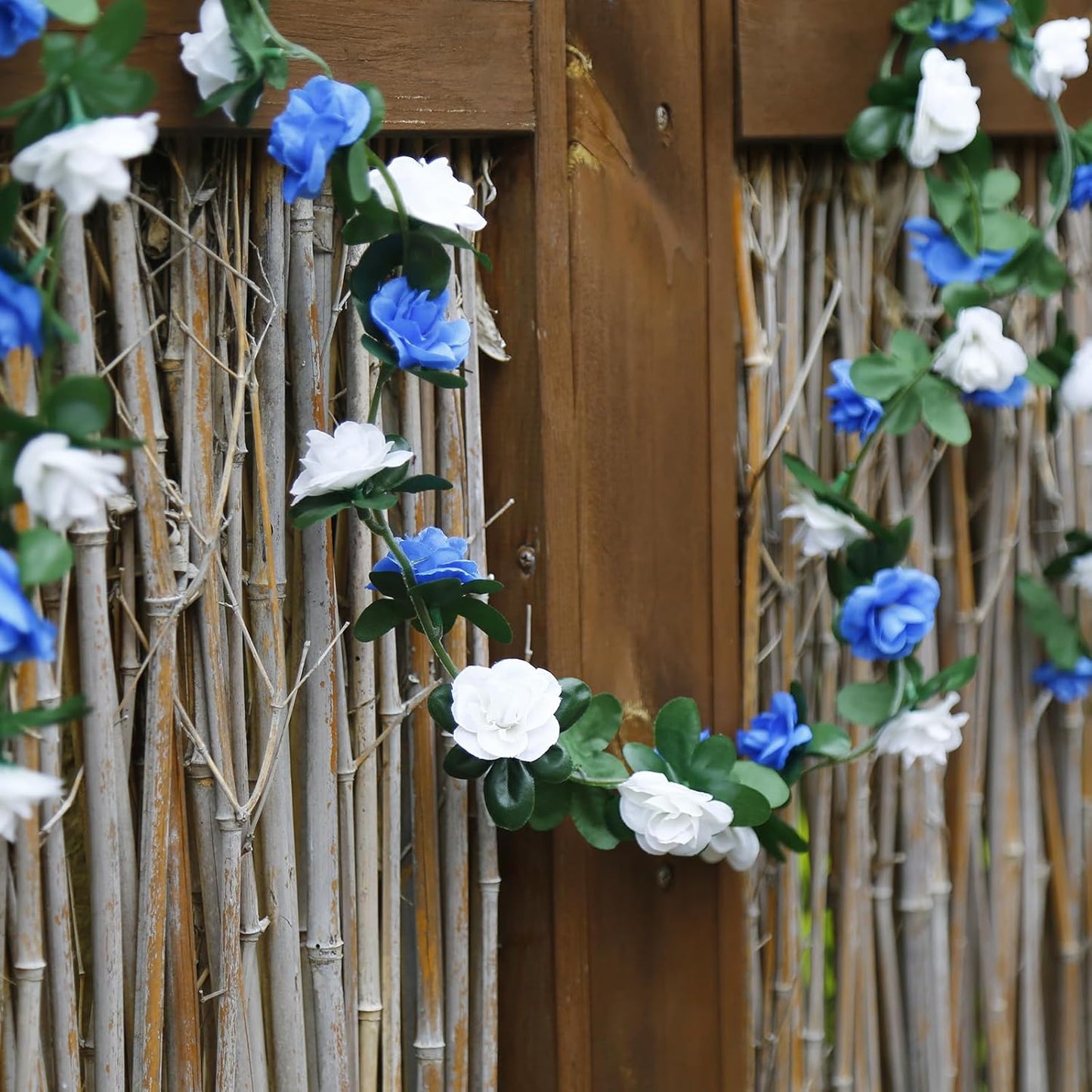 12 PCS 98.4 FT Artificial Flower Garland Rose Garland for Wedding Room Decor（12,Blue）