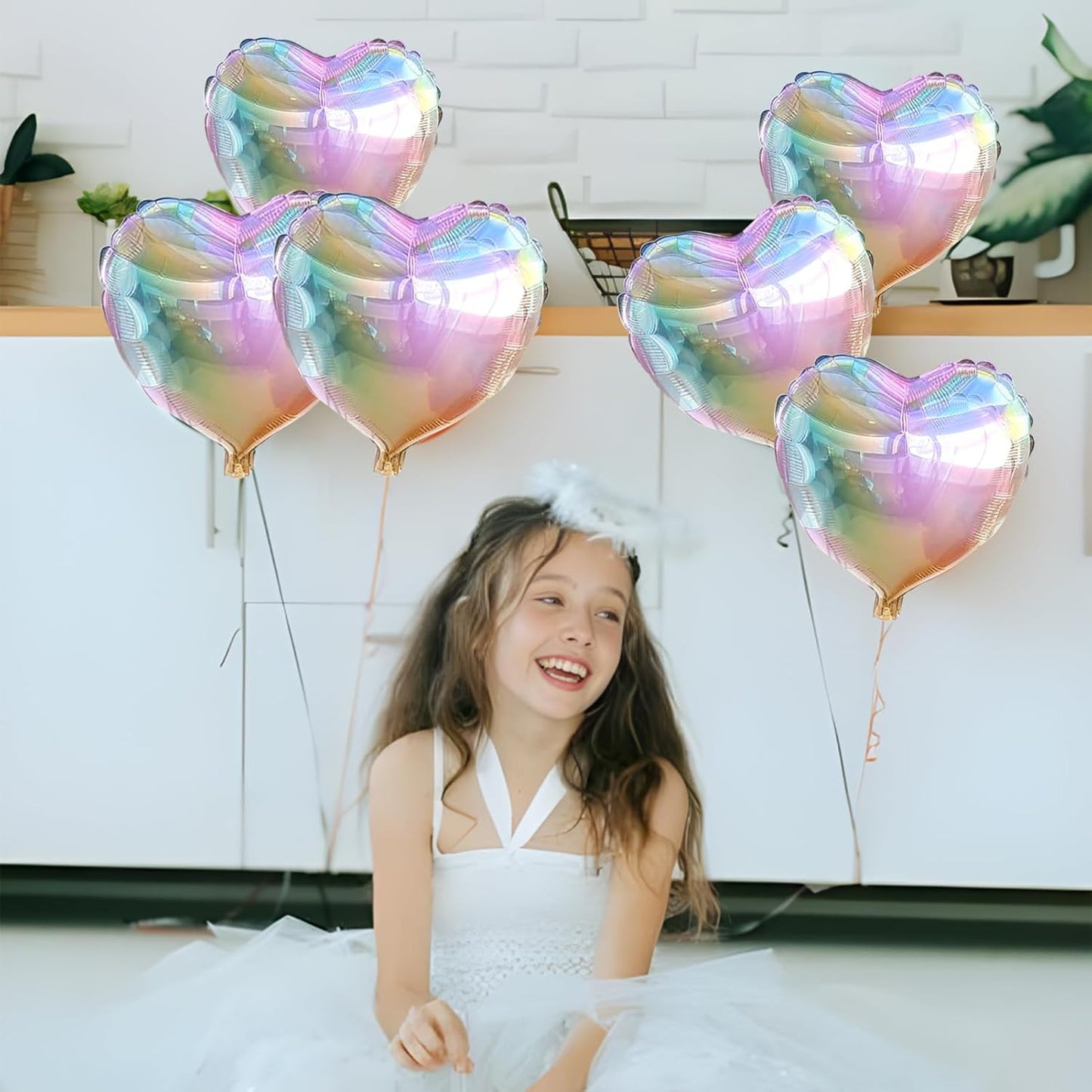 Colorful Heart Ballloons,18 Inch Bright Silver Foil Love Heart Shaped Balloons 12Pcs Silver love balloon for Baby Shower Birthday Party Wedding Engagement Valentines Day Decorations