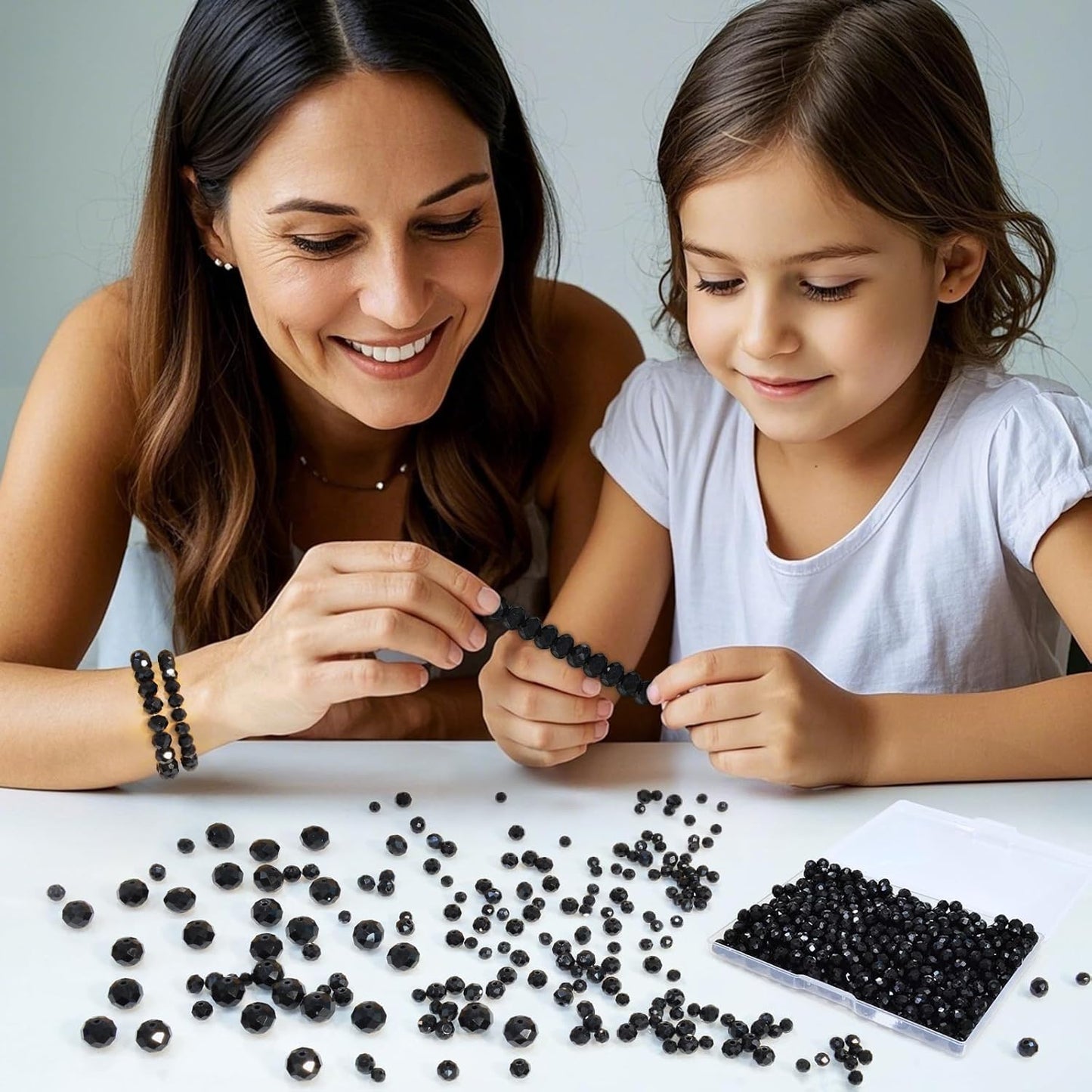 500Pcs 6mm Crystal Glass Beads for Jewelry Making Beads for Bracelets Necklace Pendants Making Supplies(Black)