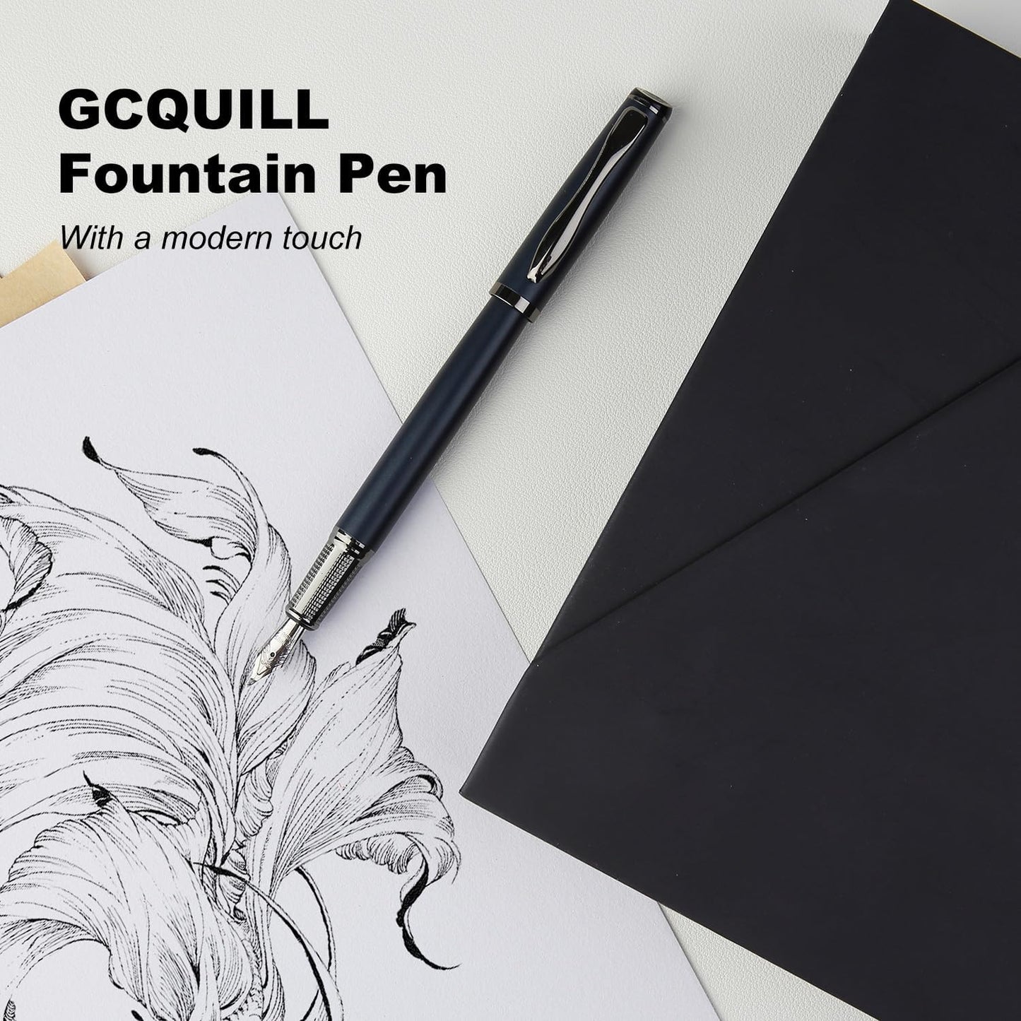 GC QUILL Calligraphy Fountain Pen Set - Includes 5 Nibs, Ink Bottle, Ink Refill Converter and 18 Cartridges, Fancy Pen for Women Men Gift - MU-25