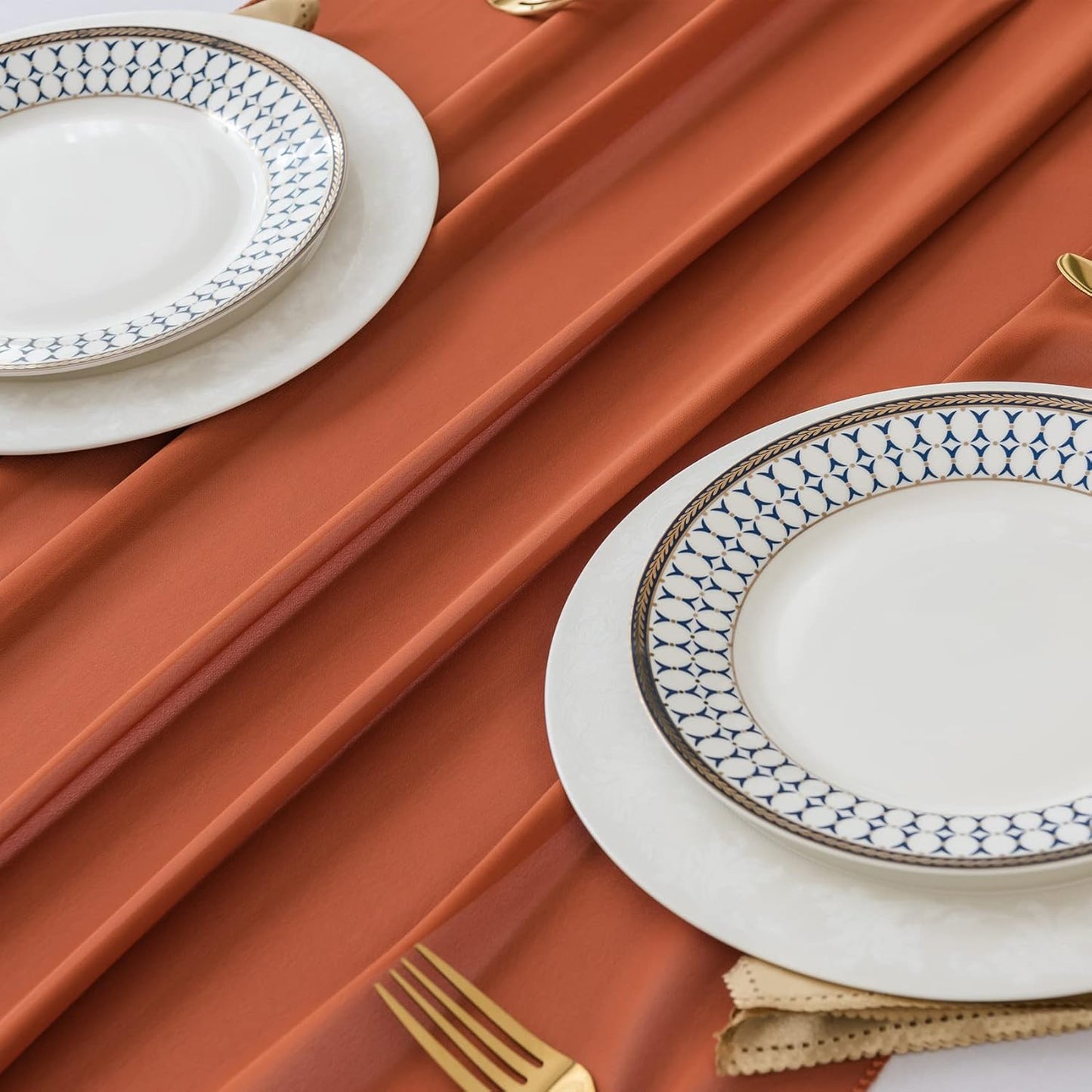 12Pack 9ft Chiffon Table Runner 14x108 Inch Sheer Romantic Table Runner for Wedding Birthday Party Bridal Shower Outdoor Decoration-Rust