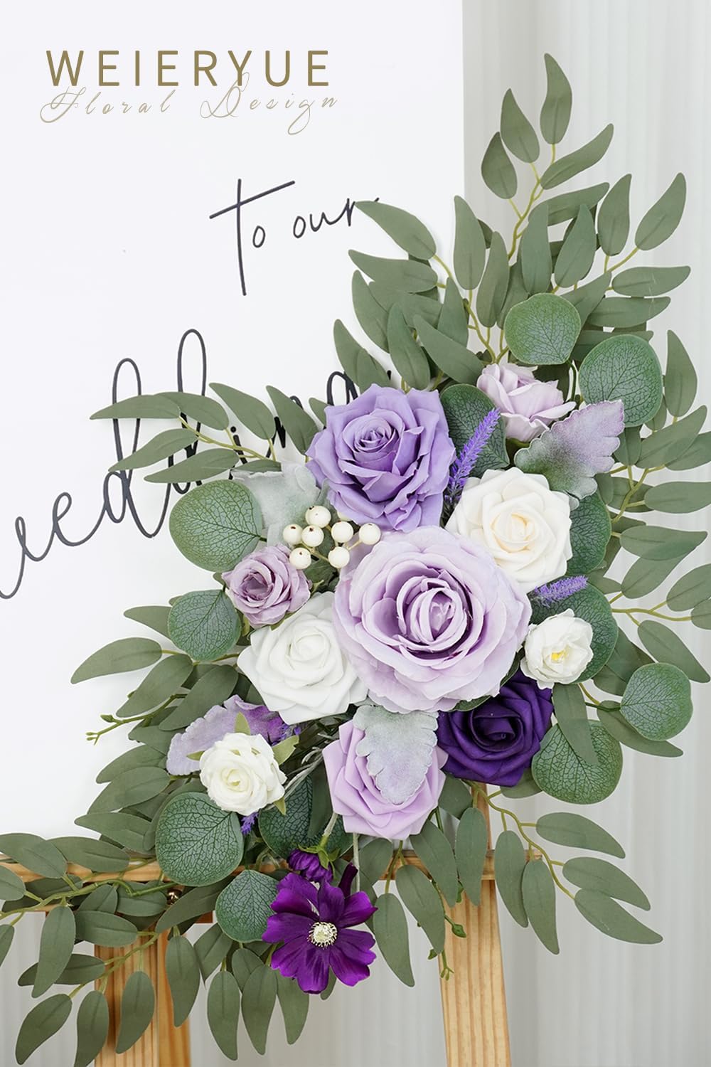 Artificial Wedding Arch Flowers Kit(Pack of 2) for Wedding Arch, Bridal Shower, Ceremony and Reception Backdrop Decoration (Dancing Purple Kelsang Flowers)