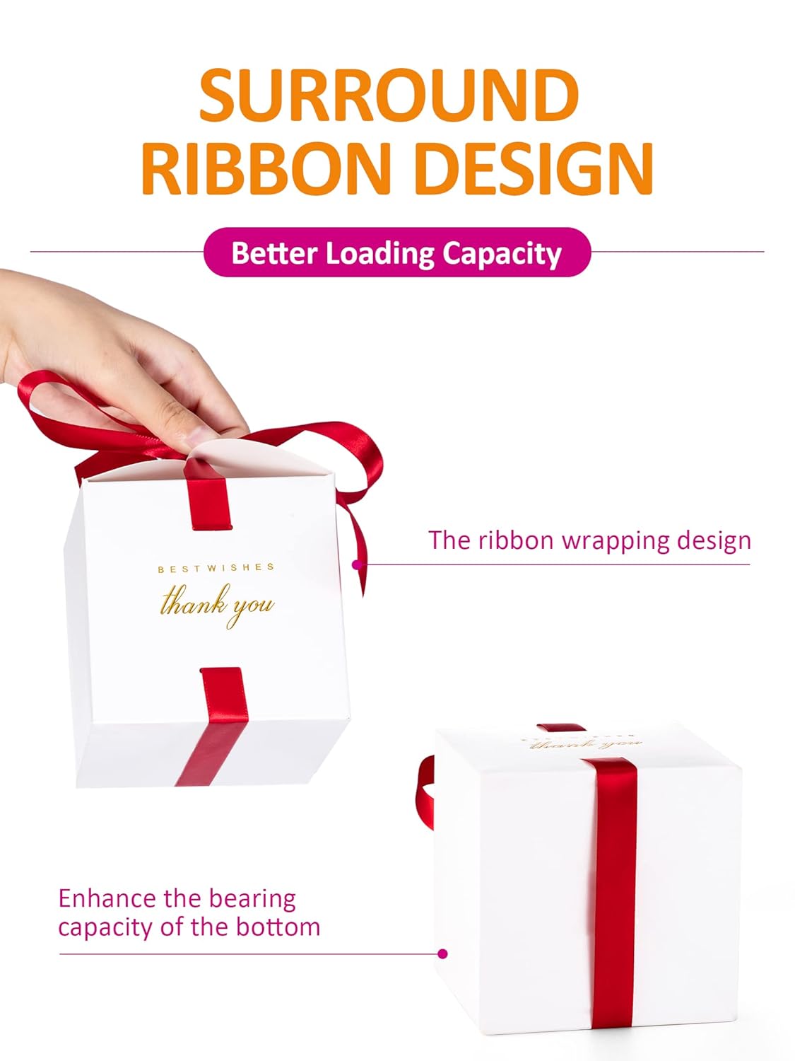 MESHA Gift Boxes 4x4x4'' 10 Pack, Small White Gift Boxes with Lids,Bridesmaid Proposal Box, Wedding Boxes for Gifts Thank You Box with Ribbon Cupcake Boxes