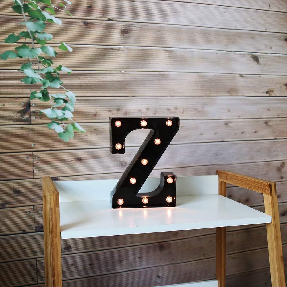 OYCBUZO Light Up Black Alphabet Marquee Letters Sign LED Marquee Number Lights Sign for Night Light Home Bar Christmas Lamp Birthday Party Wedding Decoration Z