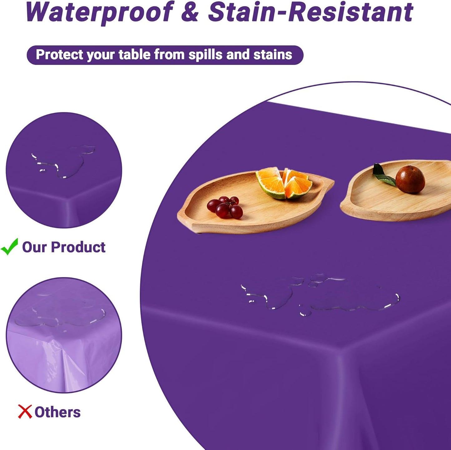 QZYL 12 PCS Purple Plastic Tablecloths, 54 in x 108 in Dinner Table Cloths, Rectangle Table Cover for Birthday Party Family Gathering Wedding