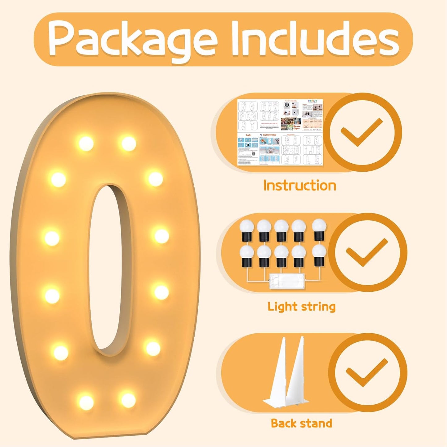 imprsv 4FT Acrylic Light Up Letter O, Decorative Signage for Baby Shower, Anniversary, Weeding, Party Decoration, First Birthday, Kids' Mosaic Kits