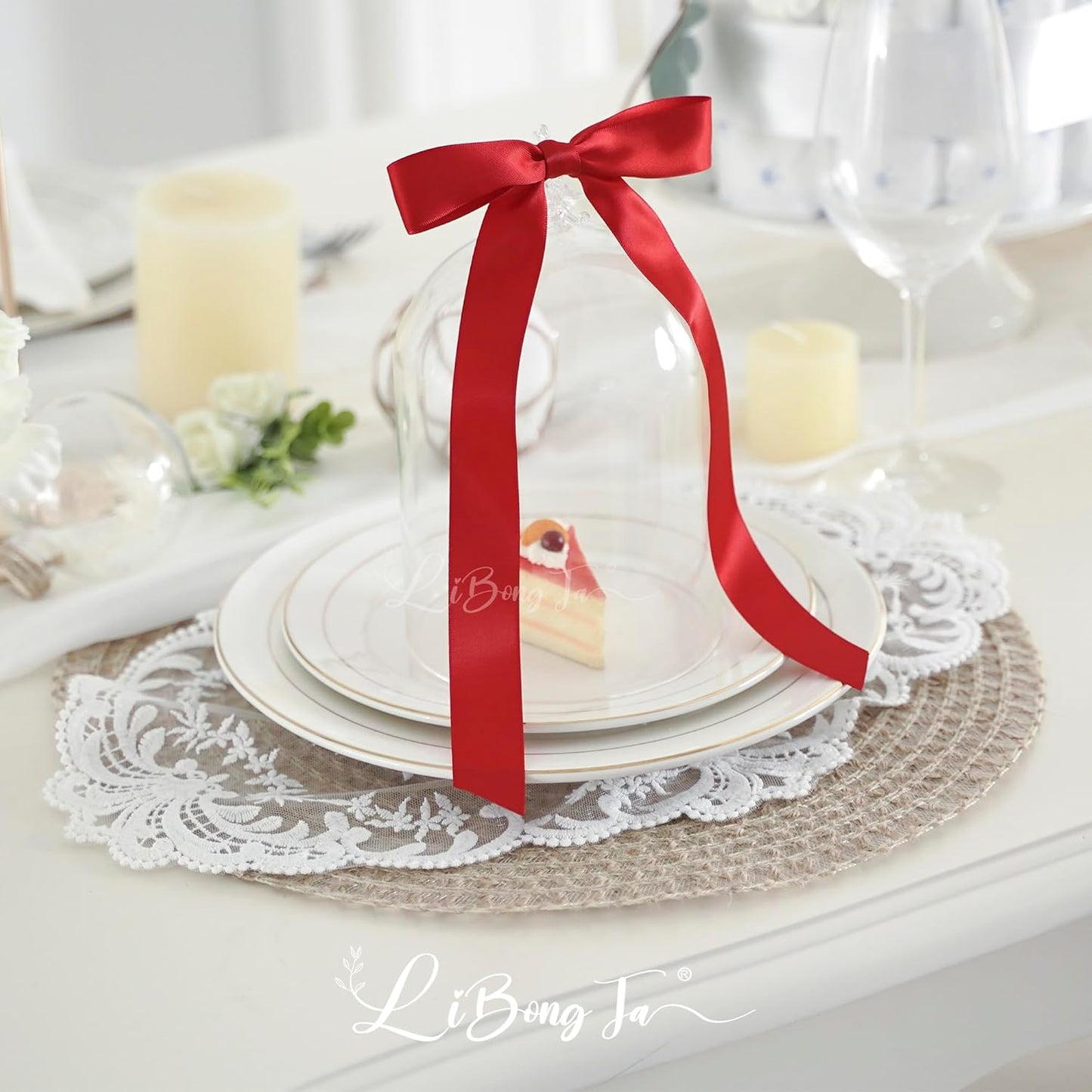 50 PCs Red Bow Decor 5.5'' Satin Bows with Long Tail, Twist Tie Bows for Craft, Packaging Ribbon Bows, Premade Bows for Cake Decorating, Gift Bows for Treat, Wedding Favor, Party