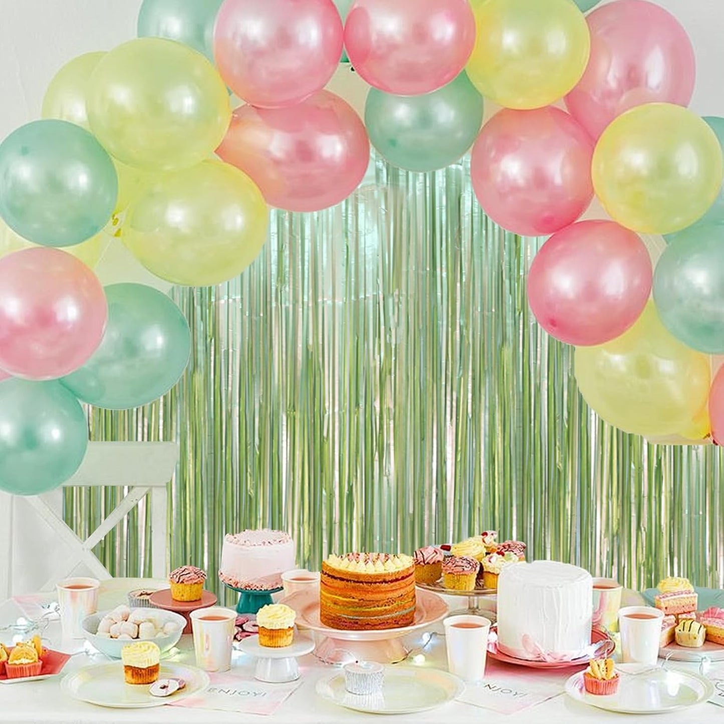 3 Pack 3.3 x 8.2 ft Sage Green Foil Fringe Backdrop Curtains, Tinsel Streamers Party Decorations, Door Shimmer for Baby Shower, Birthday, Martini Party Decorations