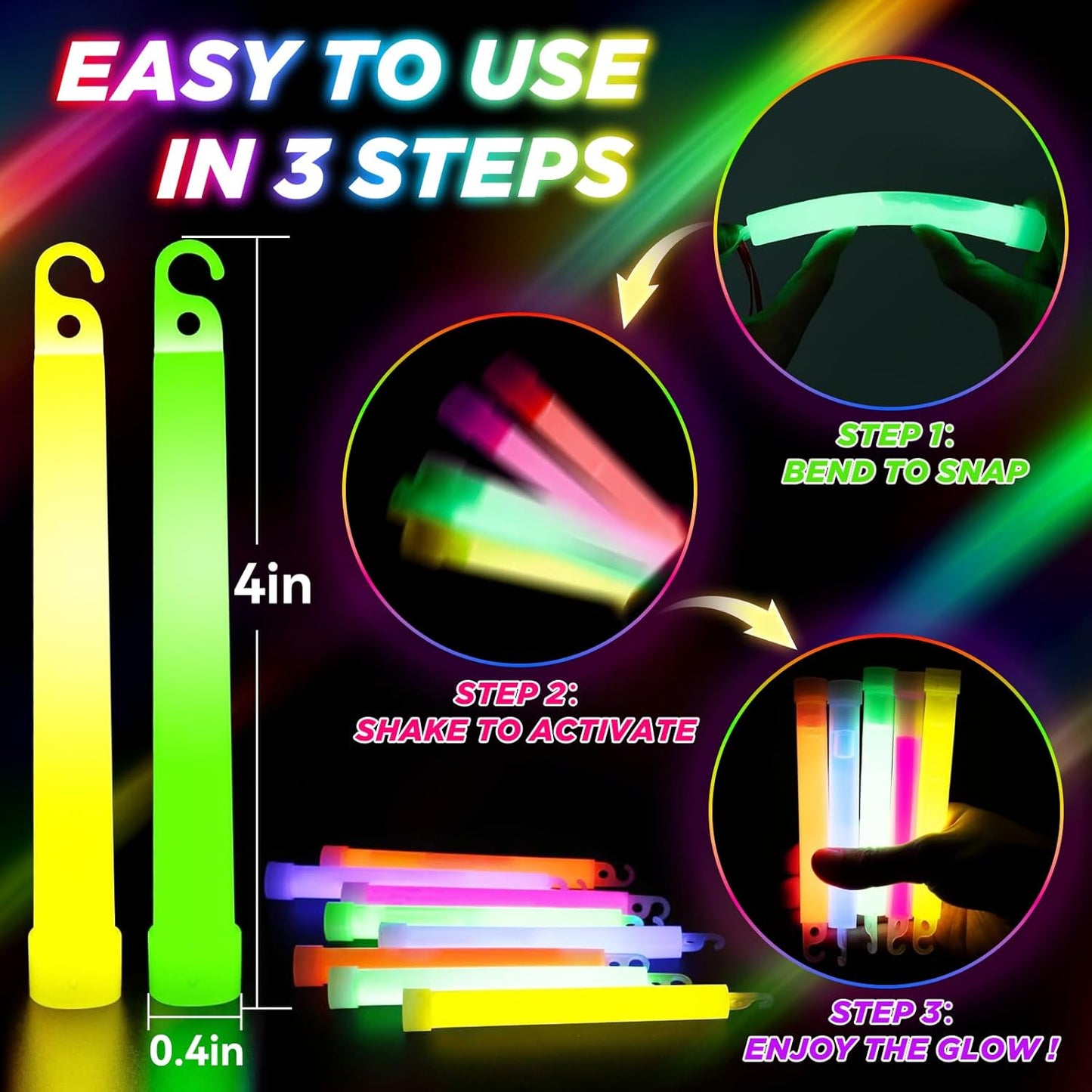 105 Pcs Glow Sticks - 4 inch Glow In the Dark Sticks Halloween Party Favors, Waterproof Glow Sticks Lights Bulk Party Pack for Kids with 9 Hours Duration, Party Favors Light Stick for Halloween Party