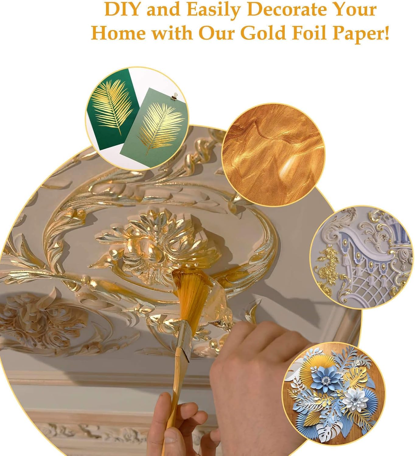 100 Sheets Gold Flakes with A Pair of Tweezers, Premium Large Gold Leaf 5.31×5.31 Inches Craft Art Decoration Perfect for Decorating Cakes Drinks Sushi