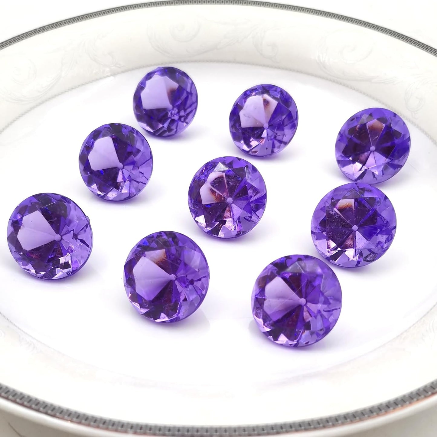 100 PCS Acrylic Diamond Gems, Purple Acrylic Diamonds 1 Inch Acrylic Gemstones Vase Filler Fake Gems Plastic Gems for Home Table Scatters Party, Event, Wedding, Arts & Crafts, Birthday Decorations