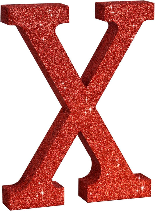 TONIFUL 8 Inch Red Glitter Letter X Table Centerpiece A-Z Red Birthday Party Decorations,Red Alphabet X for Birthday,Chrismas,Graduation,Bridal Shower,Wedding,Anniversary Party Supplies