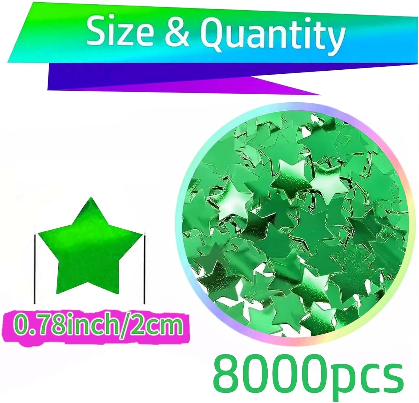 Green Metallic Foil Star Confetti 0.78inch/2cm 8000PCS Table Confetti for Party Birthday Decoration or Filled Balloons