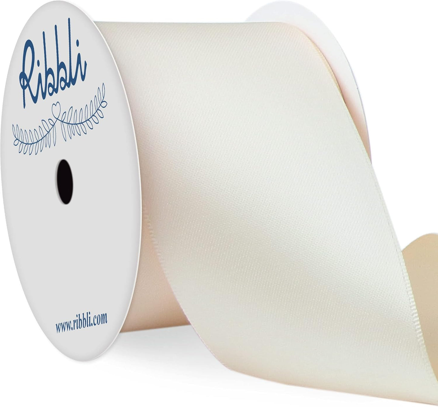 Ribbli Ivory Double Faced Satin Ribbon, 2” x Continuous 10 Yards,Use for Bows Bouquet,Gift Wrapping,Floral Arrangement,Wedding Decoration