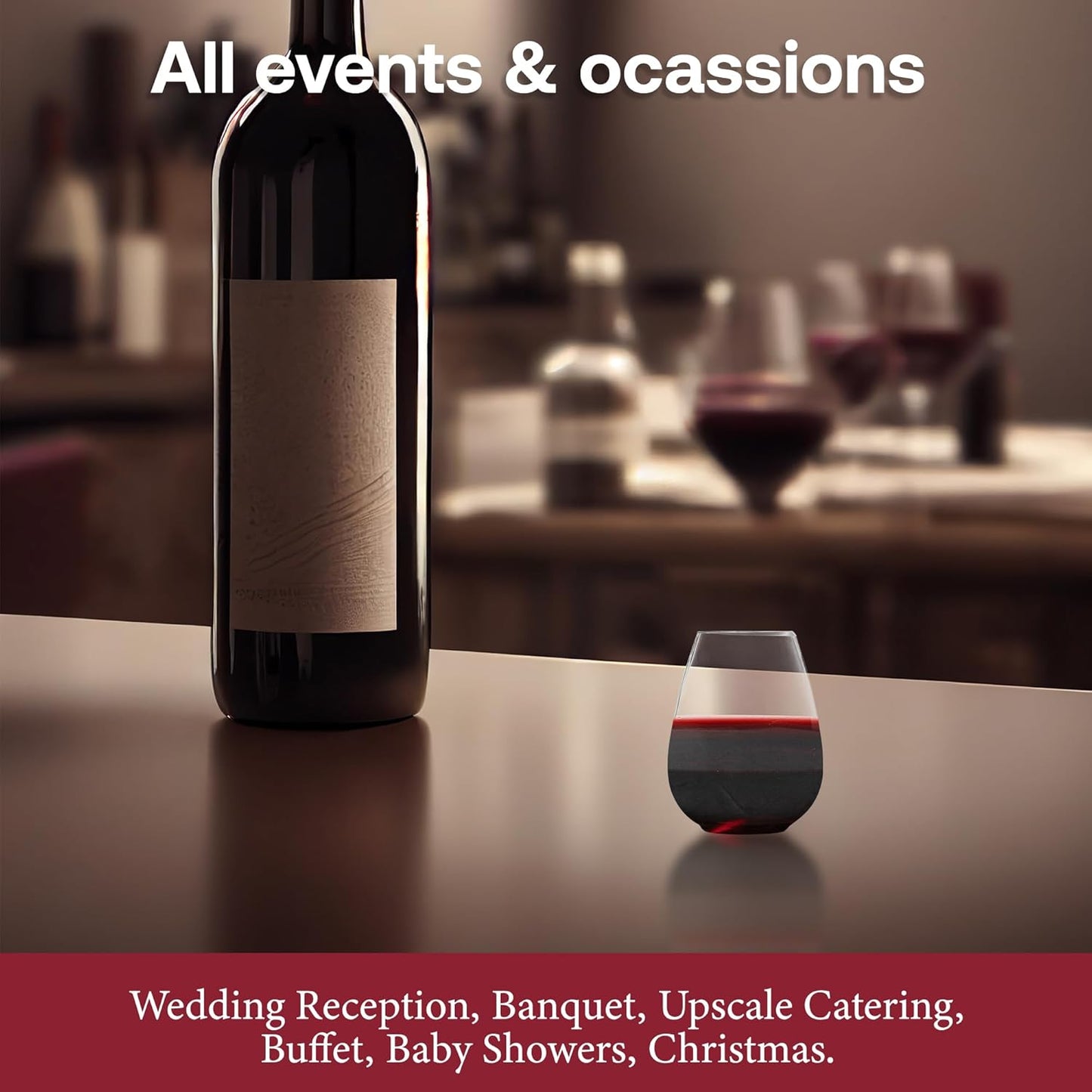 Smarty Had A Party 4 oz Plastic Stemless Wine Glasses (64 Pieces) – Disposable Goblets & Plastic Water Goblets for Wedding Bulk – Wine Glasses Disposable Classy for Toast, for Tastings and Parties