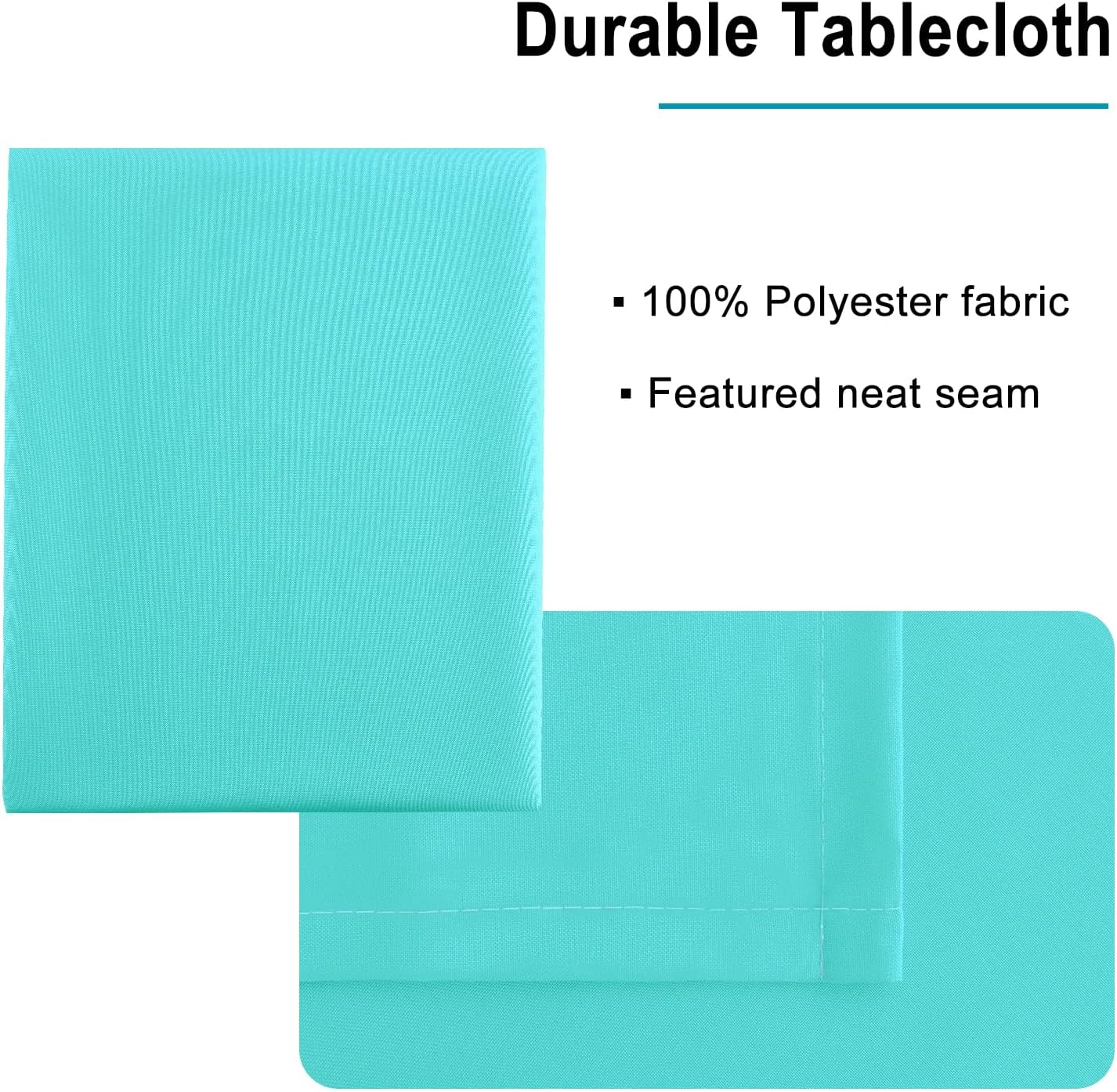 Hiasan Solid Square Tablecloth - Waterproof and Spillproof Washable Polyester Fabric Table Cloth for Kitchen and Dining Room, Aqua, 54 x 54 Inch