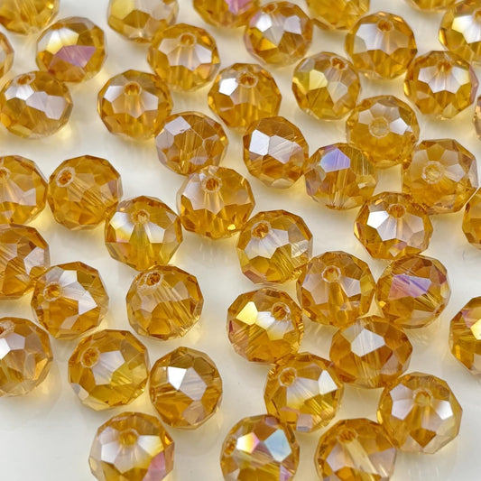 200pcs 6mm Crystal Glass Beads for Crafts Faceted Rondelle Glass Beads for Jewelry Making Crystal Spacer Beads for Necklaces Bracelets Earrings DIY Craft(Gold Champagne AB)