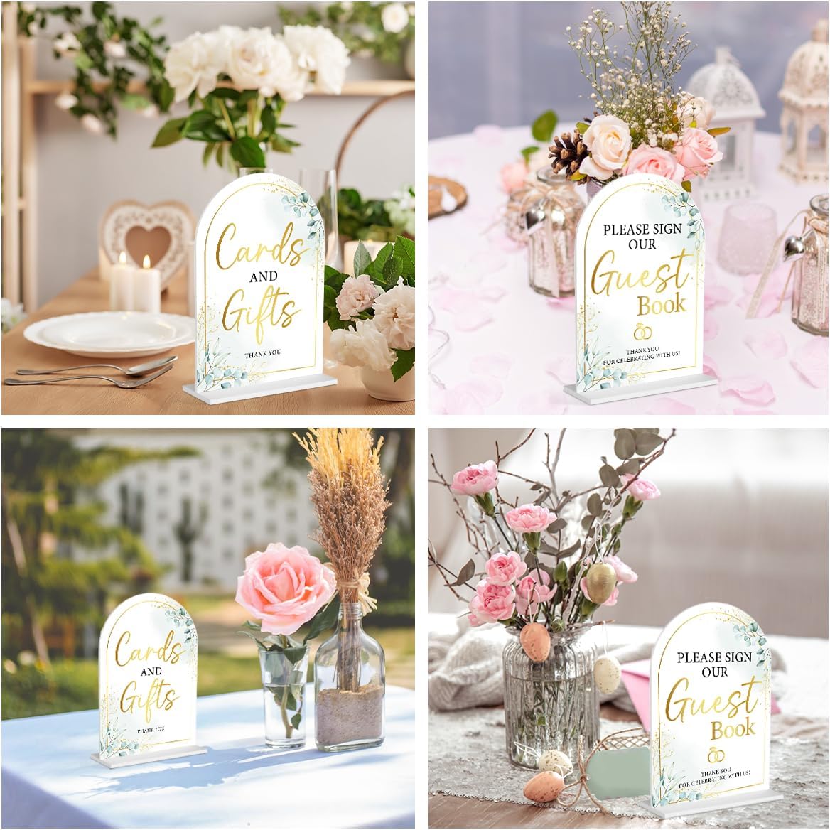 2-Piece Acrylic Wedding Sign Set for Ceremony & Reception - 5x7 Inch White Guest Book, Cards & Gifts, Please Sign Our Guest Book - Wedding Decor Bundle