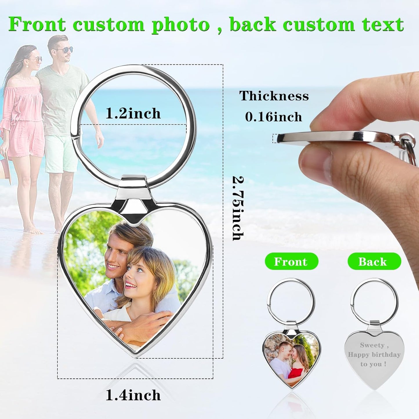 Double Side Custom Keychain with Picture Personalized Engraving Photo Text Customized Gifts for Men Women