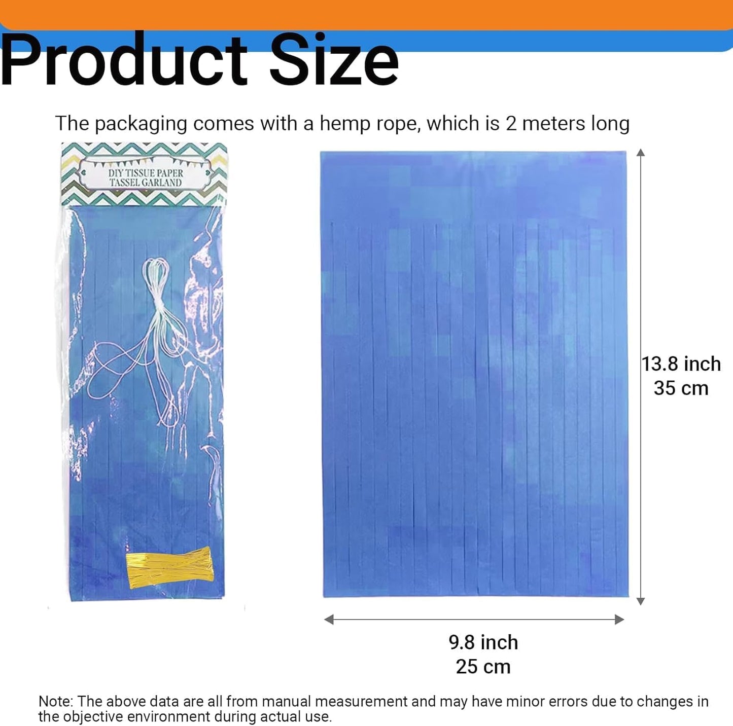 Blue Party Decorations,Navy Blue Light Blue and Blue Paper Tissue Tassel Garland Banner,15 Pcs