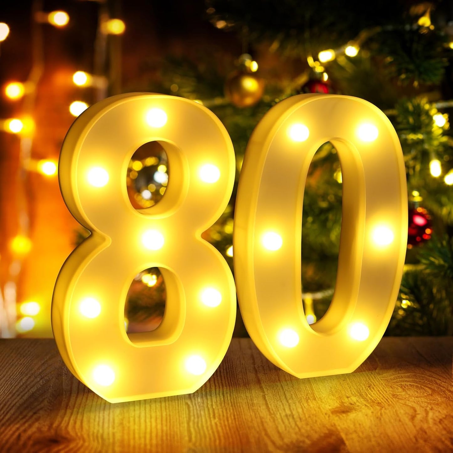 80th Birthday Decorations for Women Men,Happy 80 Birthday Decorations for Centerpieces Table,80 Light Up Numbers Sign Led for Party Backdrop Wall Decor for Wedding Anniversary Home