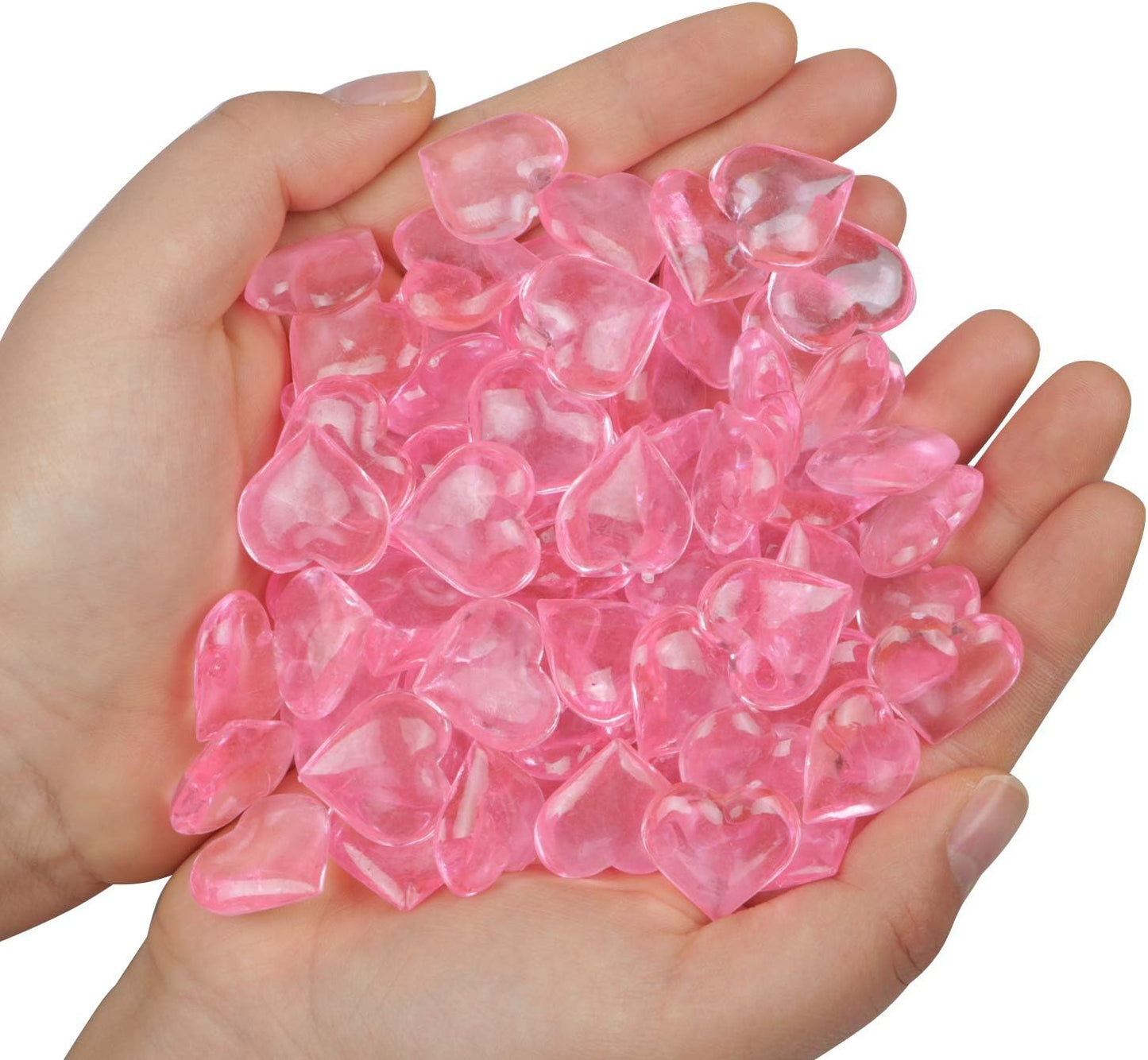 Fangoo 110 Pieces Pink Acrylic Heart Flat Back Heart Gems for Valentine's Day Decorations, Vase Filler, Table Scatter Decoration, Wedding Decorations,Home Decorations(Pink, 8OZ)