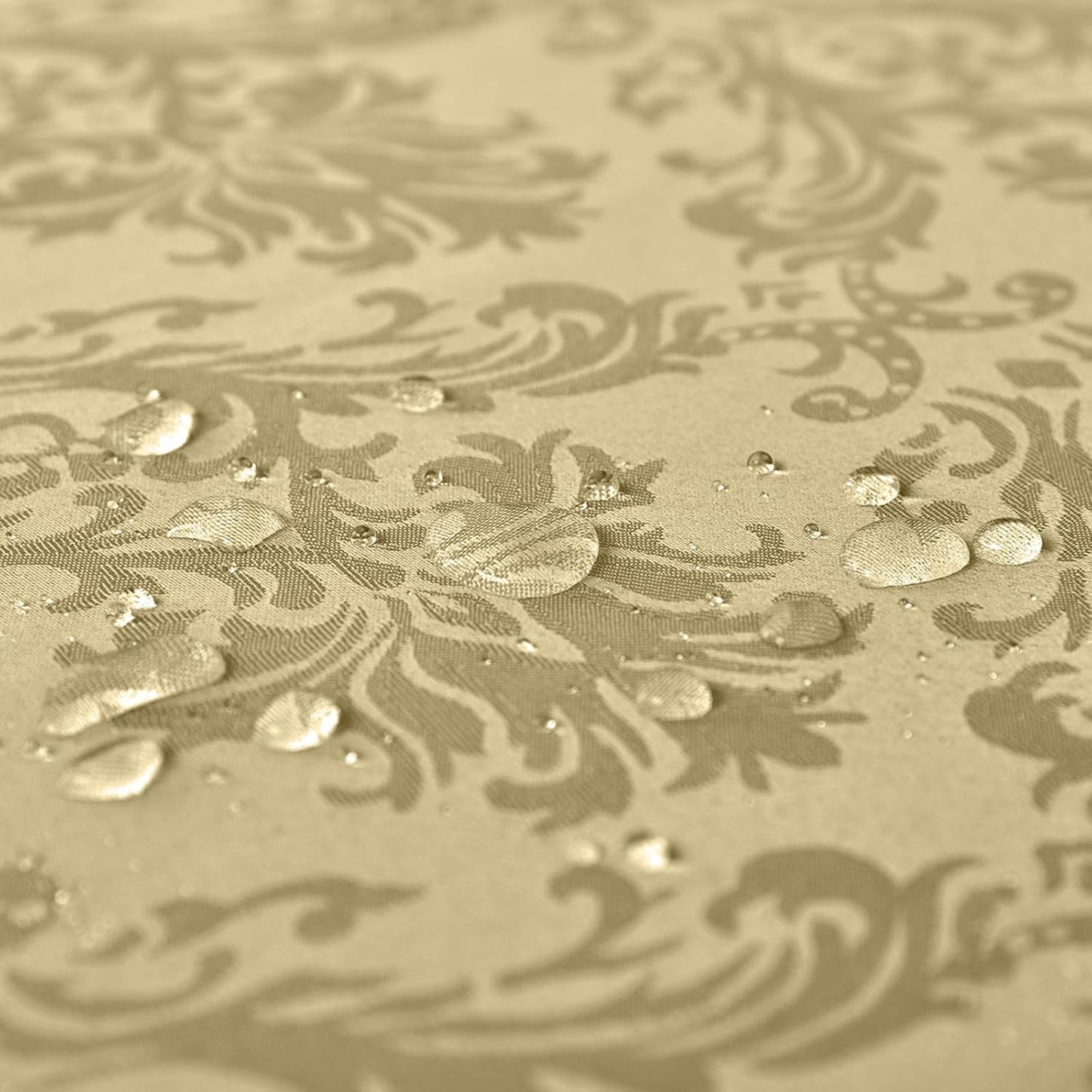 SASTYBALE Rectangle Jacquard Tablecloth - 52 x 70 Inch Spill Proof Wrinkle Resistant Damask Table Cloth, Soft Polyester Oblong Table Cover for Kitchen Parties Farmhouse, Gold