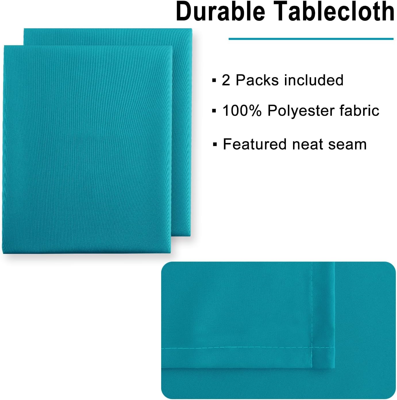 Hiasan 2 Pieces Turquoise Rectangle Tablecloth - Water Resistant and Spillproof Dining Room Washable Fabric Table Cloth for Dining Room, Polyester, 30 x 60 Inch