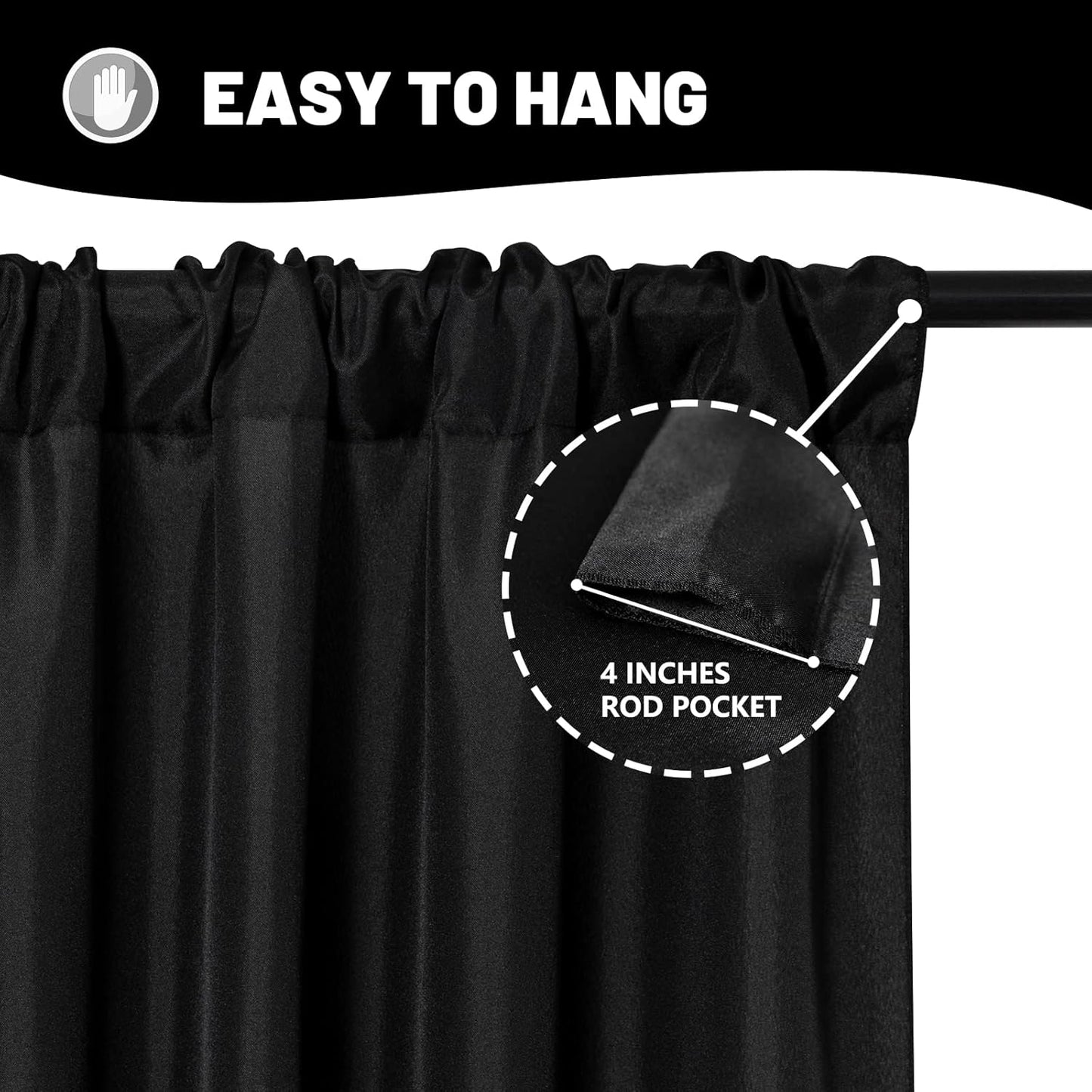 MYSKY HOME Black Backdrop Curtains - Party Background Drapes Panels Fabric, 5ft x 7ft, 2 Panels