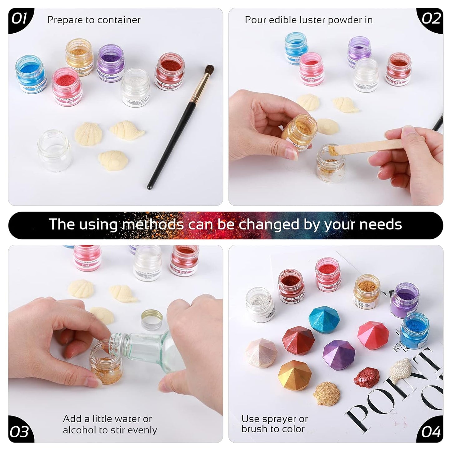 Jelife Violet Edible Luster Dust & Paint - 5 Grams Food Grade Cake Dust Shimmer Powdered, Edible Metallic Powder Food Coloring for Cake Decorating, Chocolates, Fondant, Drinks, Painting & More, Vegan