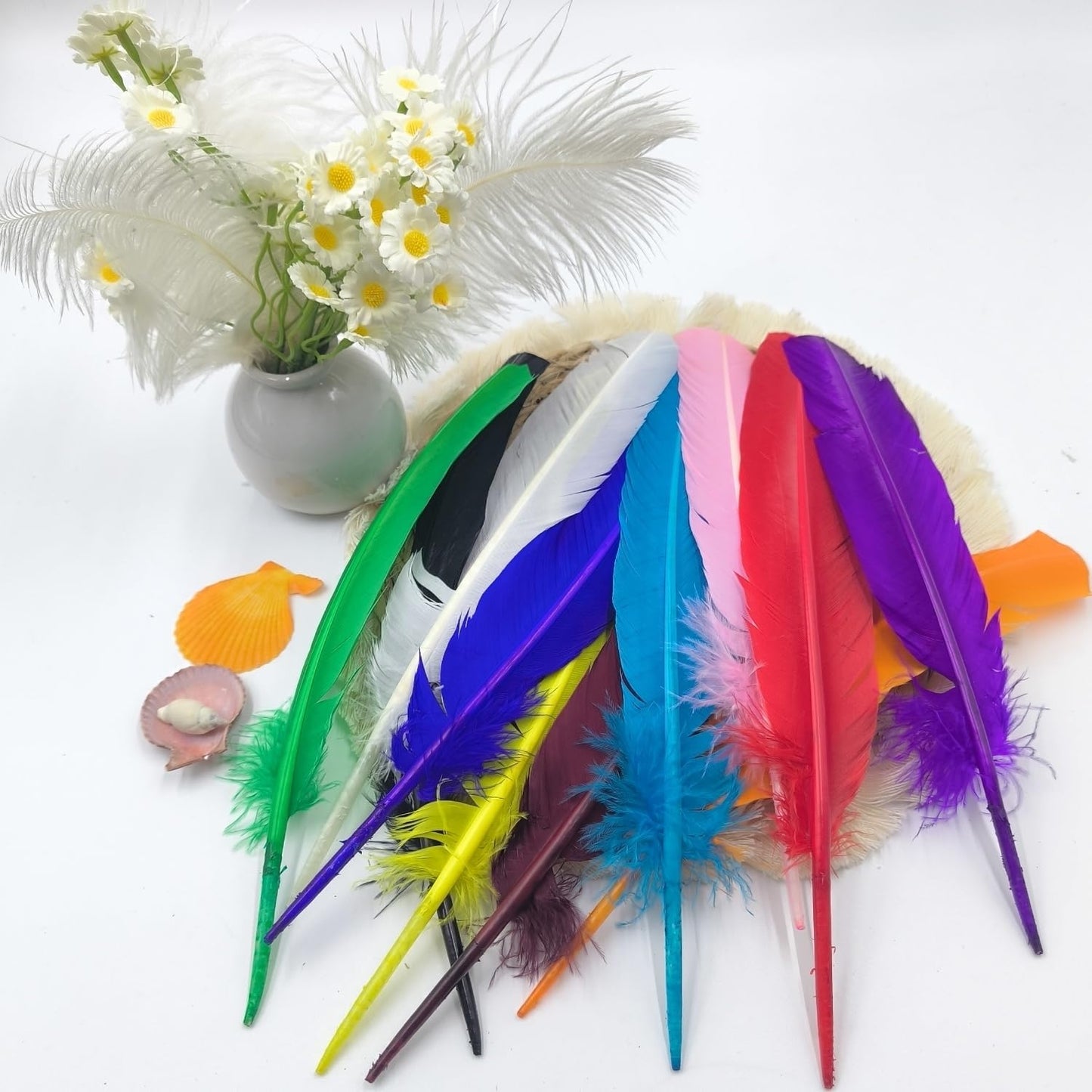 Colorful Turkey Feathers,22 Pcs Natural Feathers Bulk Long 10-12 inch (25-30cm),Turkish Feather for Crafts DIY Wedding Home Party Mardi Gras Decorations (Colorful)