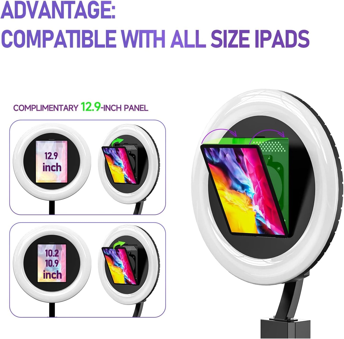 HARZHI Portable Photo Booth Compatible with Ipad 12.9in 10.9in 10.2in,for Ipad Photo Booth Shell Stand Stand Provide Chacktok PhotoBooth Software for Party and Wedding, Flight Case