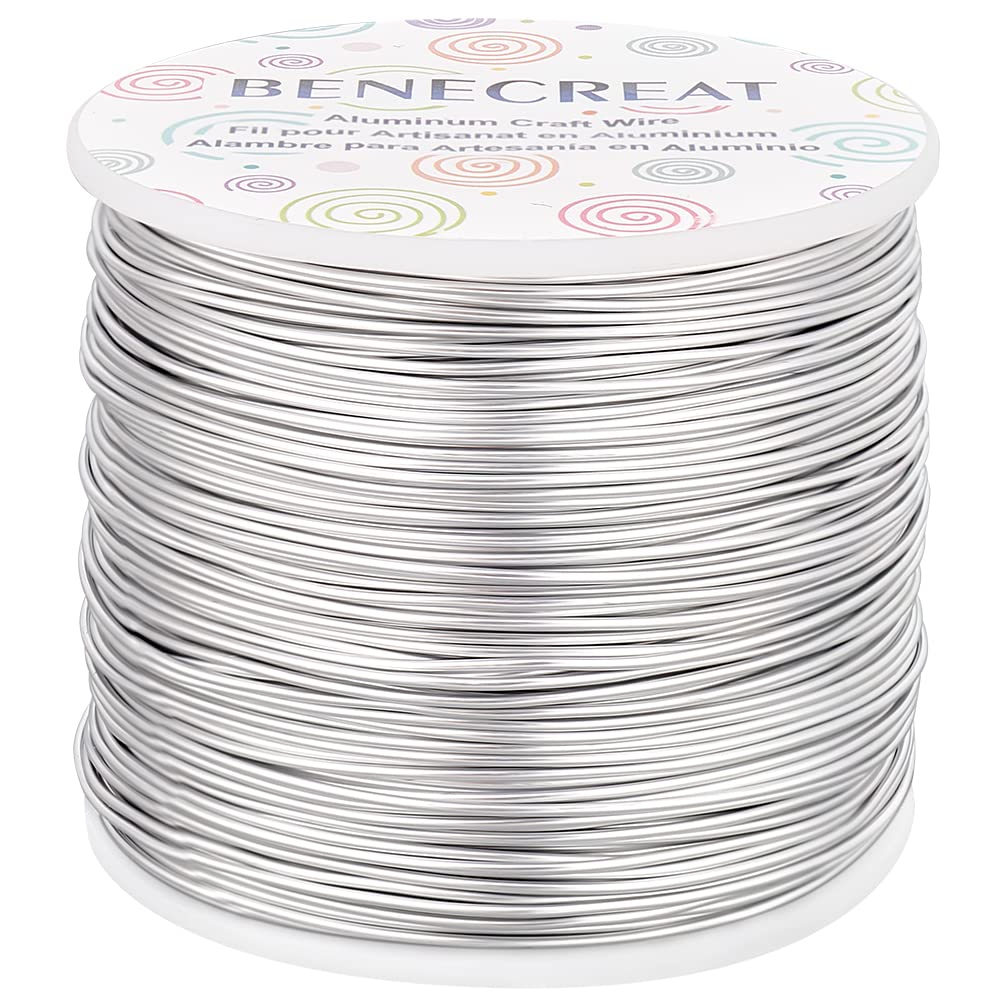 BENECREAT 12 17 18 Guage Aluminum Wire (18 Gauge,492 FT) Anodized Jewelry Craft Making Beading Floral Colored Aluminum Craft Wire - Silver