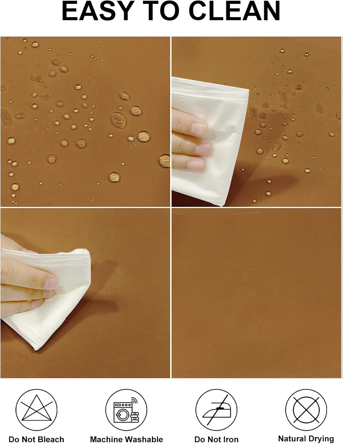 Fokitut 2 Pack Waterproof Round Tablecloth, 132 Inch, Stain Resistant and Wrinkle Polyester Table Cloth, Fabric Table Cover for Kitchen Dining, Wedding, Party, Holiday Dinner-Gold