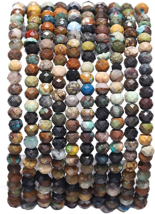 Faceted Natural African Turquoise Stone Rondelle 3x4mm Loose Semi Gemstone Beads for Jewelry Making 38cm