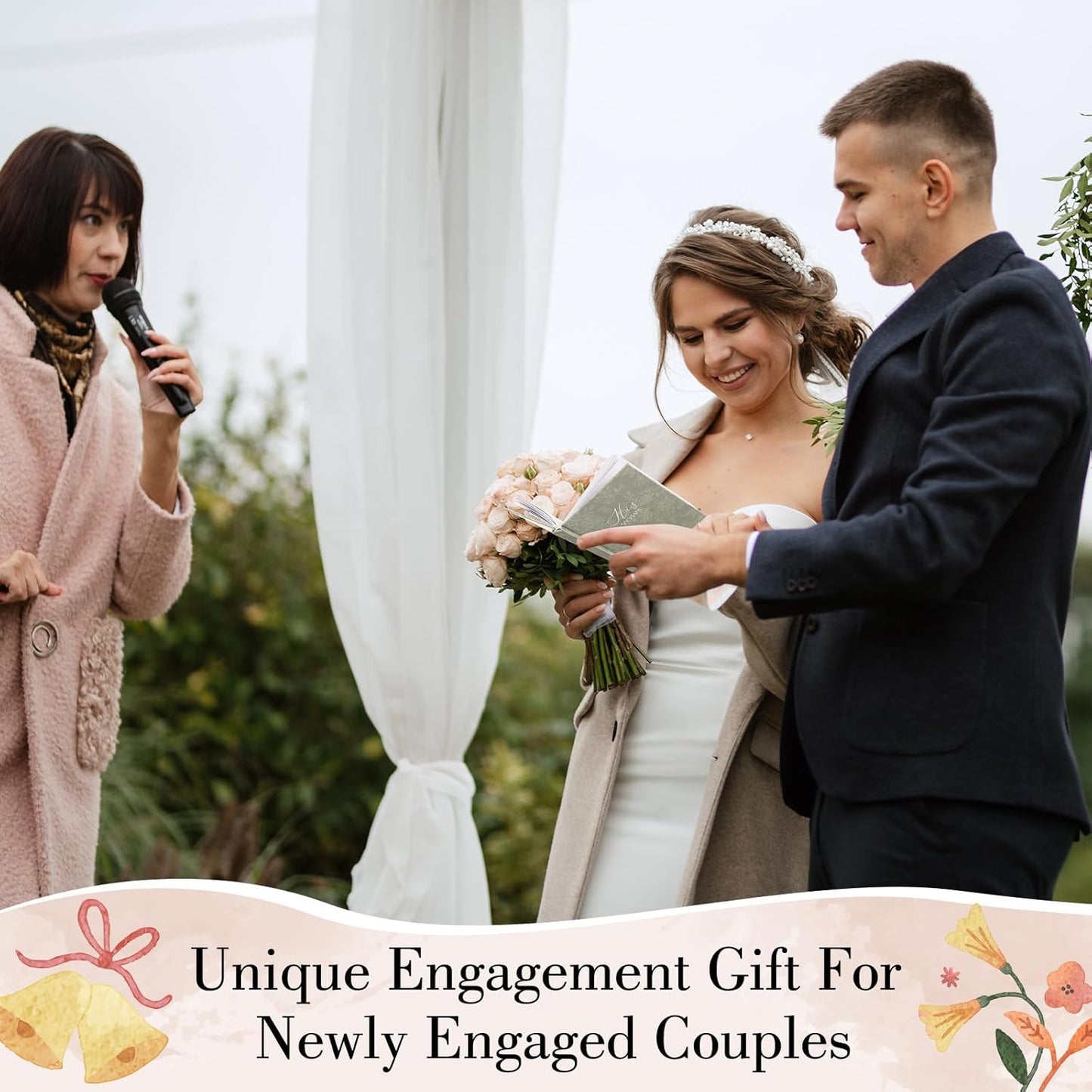 Set of 2 Vow Books His and Hers, Wedding Vow Books (6.06x4.17) Wedding Keepsake Essentials Elegant Bridal Shower Ceremony Gift Elopement Essentials(Green,Floral)