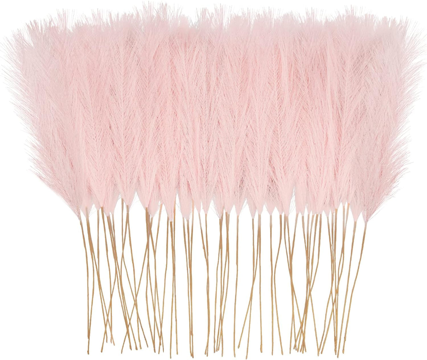 50pcs Pink Faux Pampas Grass Decor, 21.6" Short Artificial Pompous Grass Floral Fake Pompas Grass Branches Vase Filler Flower Arrangement for Home Wedding Boho Decor