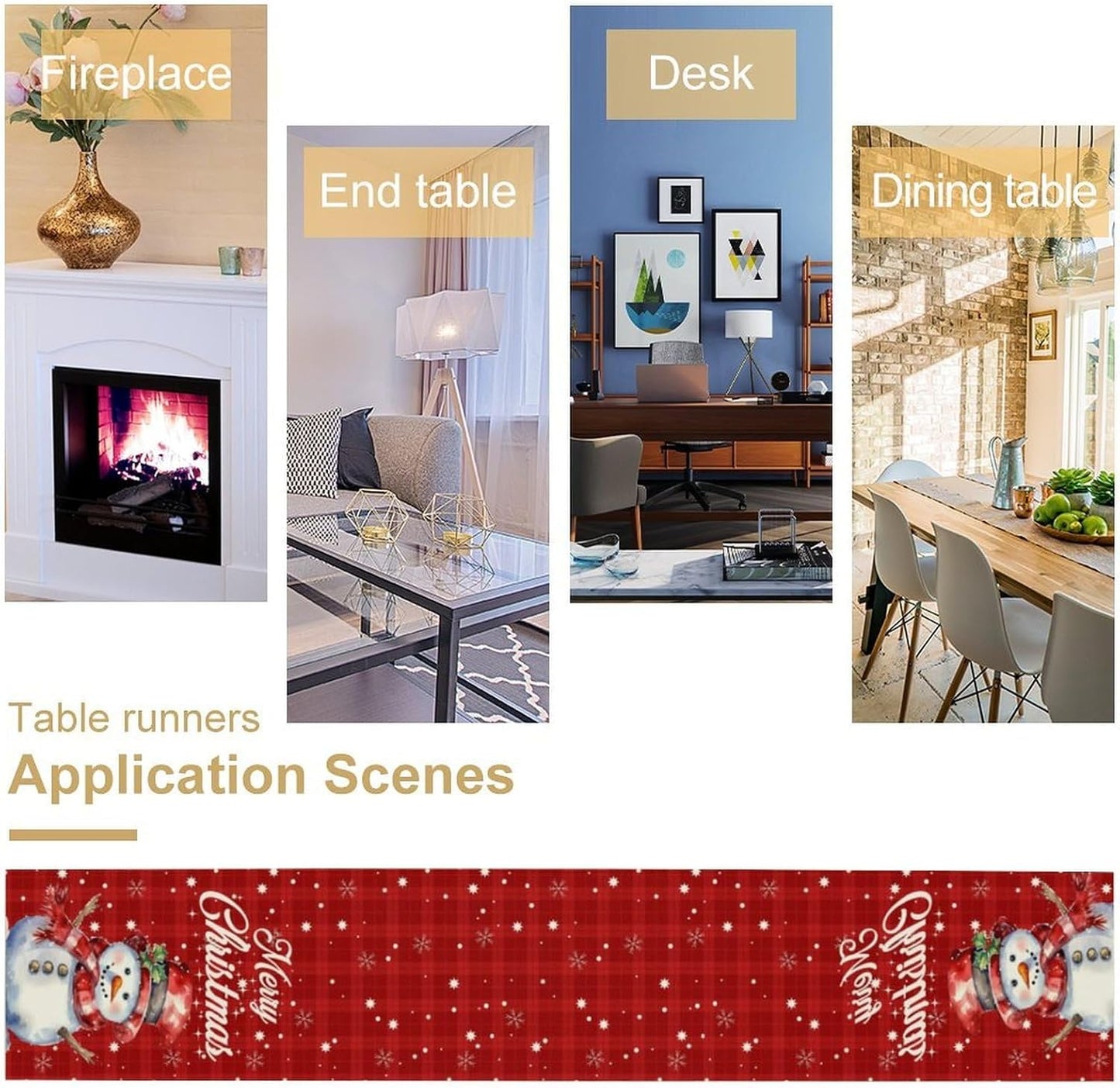 Christmas Table Runner,Christmas Snowman Snowflakes Winter Seasonal Table Cloth Kitchen Dining Table Decoration for Home Party Decor 13x120 Inch