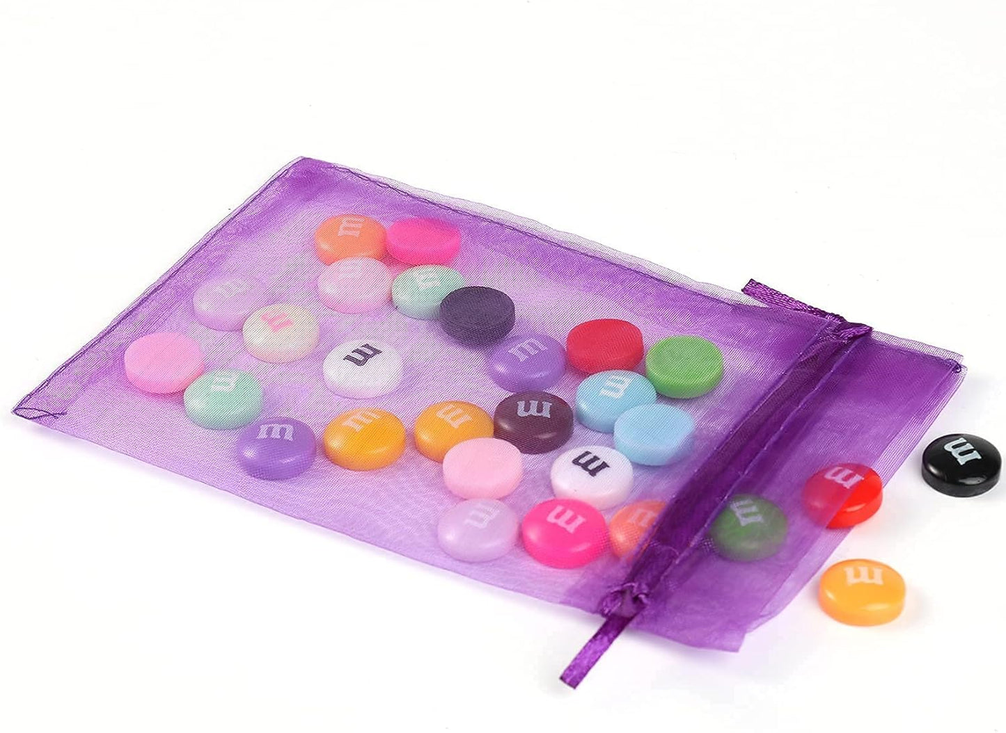 ANZNKU 100 PCS Small Organza Bags 4x6 Inches, Purple Gift Drawstring Pouches For Halloween Party Festival Earrings Cosmetic Favor Mesh Gift Bags