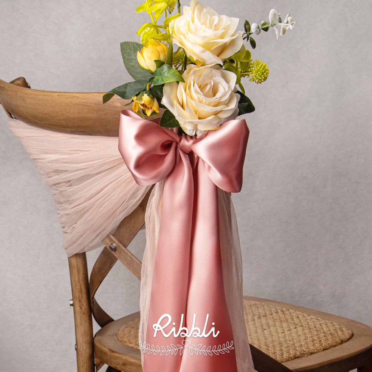 Ribbli Rose Gold Satin Ribbon 4 Inch Wide Rose Gold Ribbon for Wedding Chair Sash Grand Opening Ceremony Big Bows Gift Wrapping Floral Crafts Cake Decor-Double Faced Satin Continuous 10 Yards