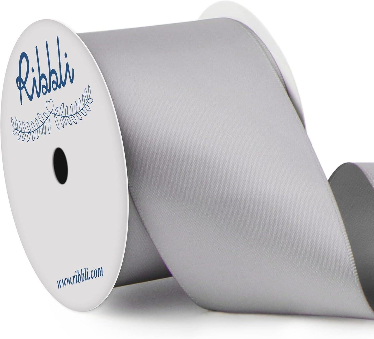 Ribbli Silver Double Faced Satin Ribbon, 2” x Continuous 10 Yards,Use for Bows Bouquet,Gift Wrapping,Floral Arrangement,Wedding Decoration