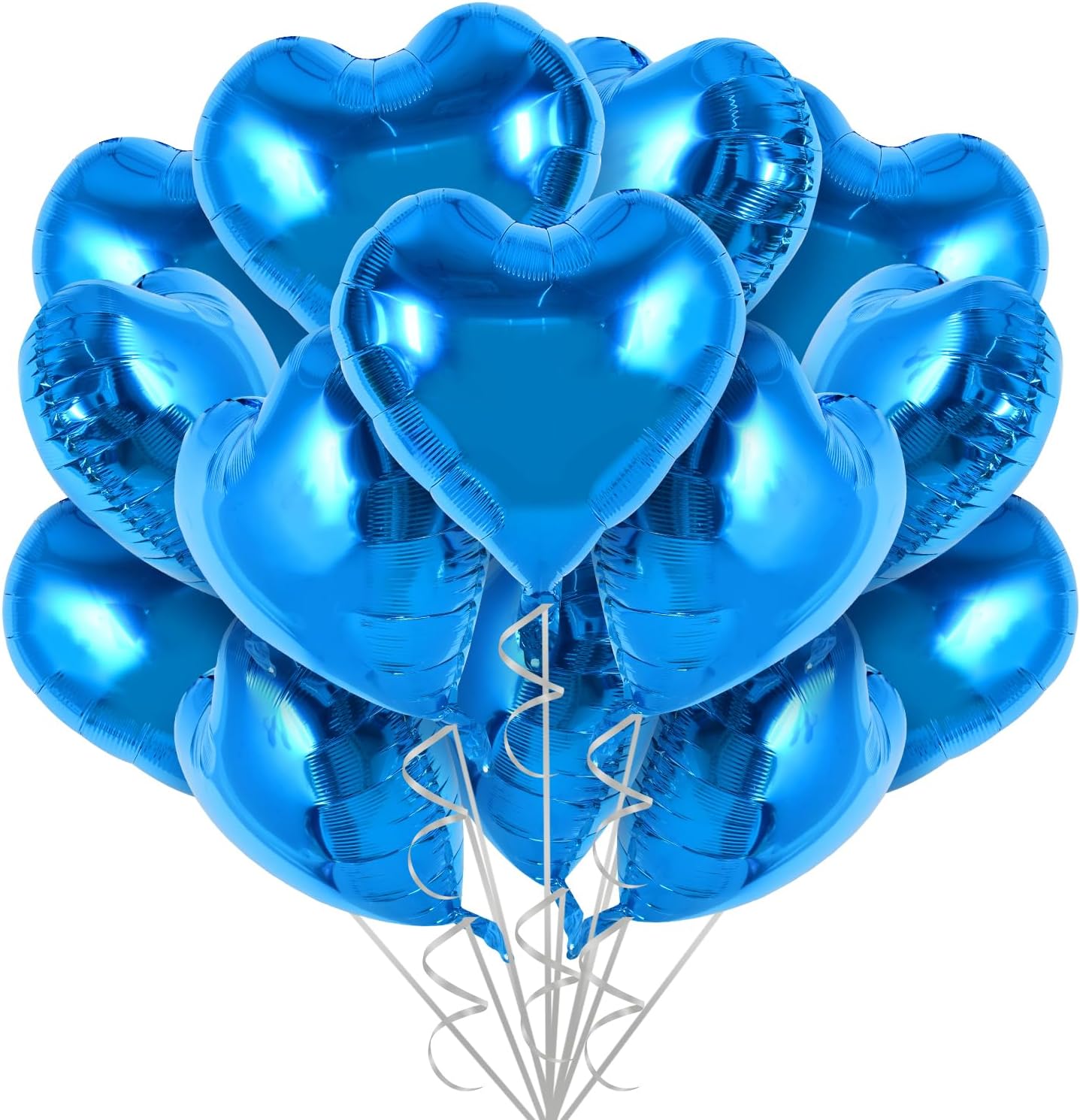 TONIFUL 30Pcs 18 Inch Blue Heart Balloons Blue Heart Shape Foil Mylar Balloons Decoration for Birthday Valentine's Day Wedding Bridal Shower Anniversary Engagement Party Supplies