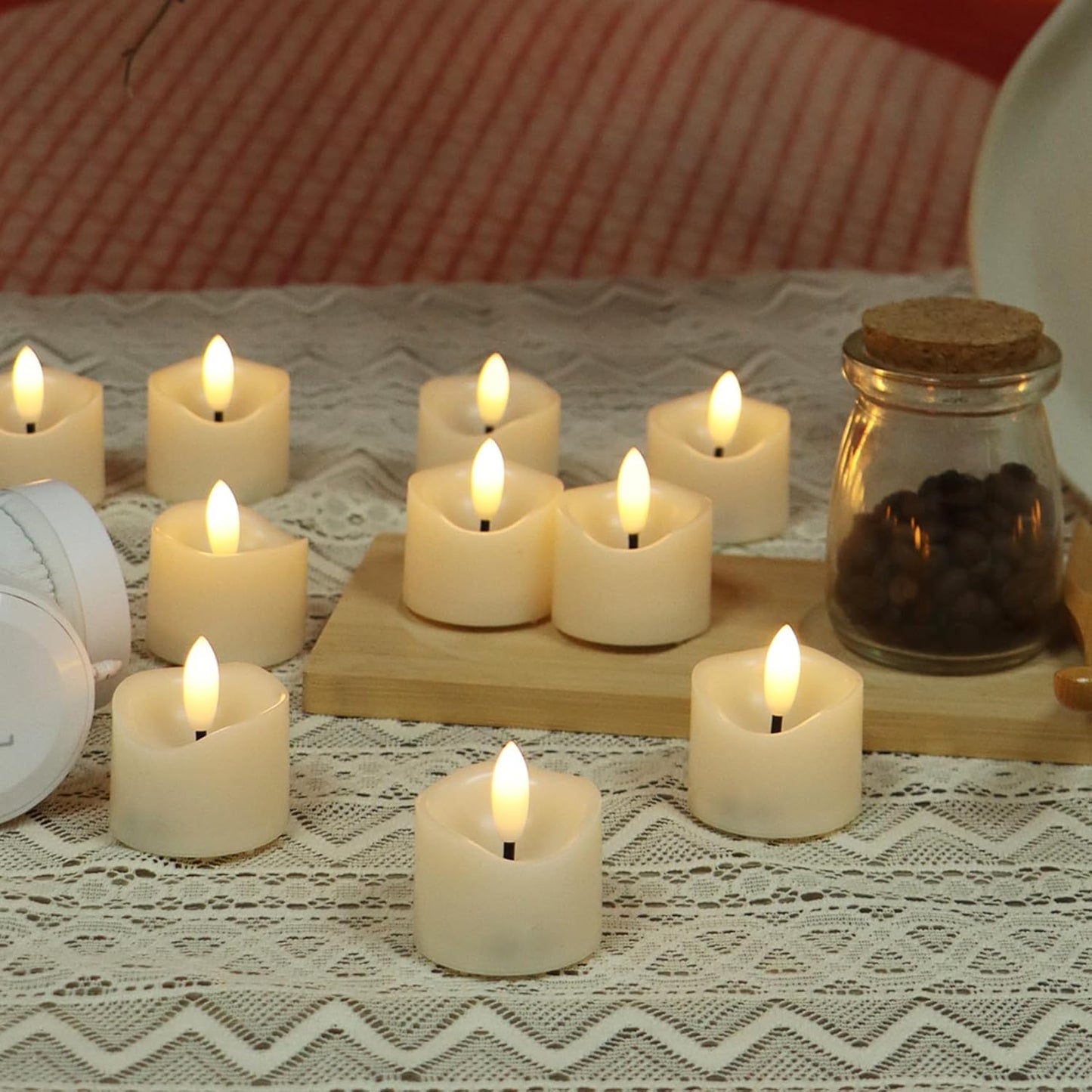 36 Pack Battery Operated Votive Candles 1.5 x 1.67 inches Flameless Votive Tealights Black Wick Tea Lights LED Electric Fake Candles Realistic for Wedding Christmas Thanksgiving Party Decoration