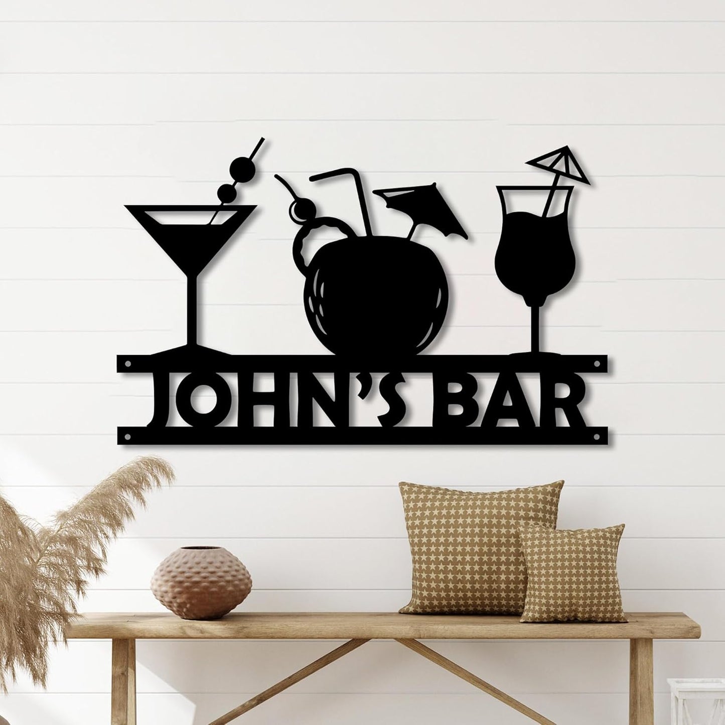 Custom Metal Bar Sign with LED Light Personalized Bar Theme Cocktail Metal Sign, Bar Theme Sign Wall Art Beack Bar Pub Decor Tiki Bar Decor