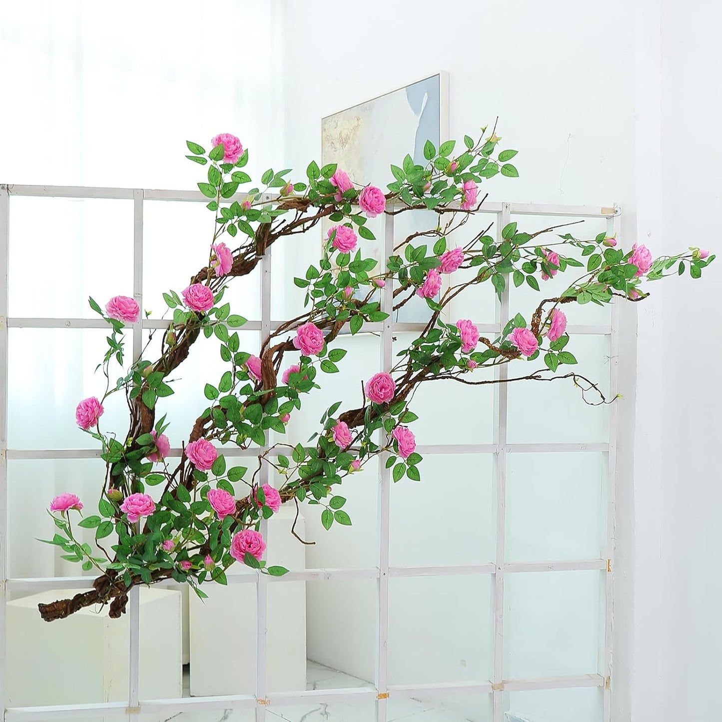1Pcs 63in Wall Hanging Artificial Plants Tree Trunk Fake Cherry Tree Branches Rattan Liana Cane Vine for Wedding Outdoor Garden Home Living Room Christmas Decoration