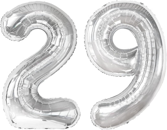 40 Inch Big Silver 29 Balloon Number, Jumbo Giant Happy 29 92 Birthday Party Decorations, Large 29 Mylar Foil Anniversary Birthday Party Engagement Decorations