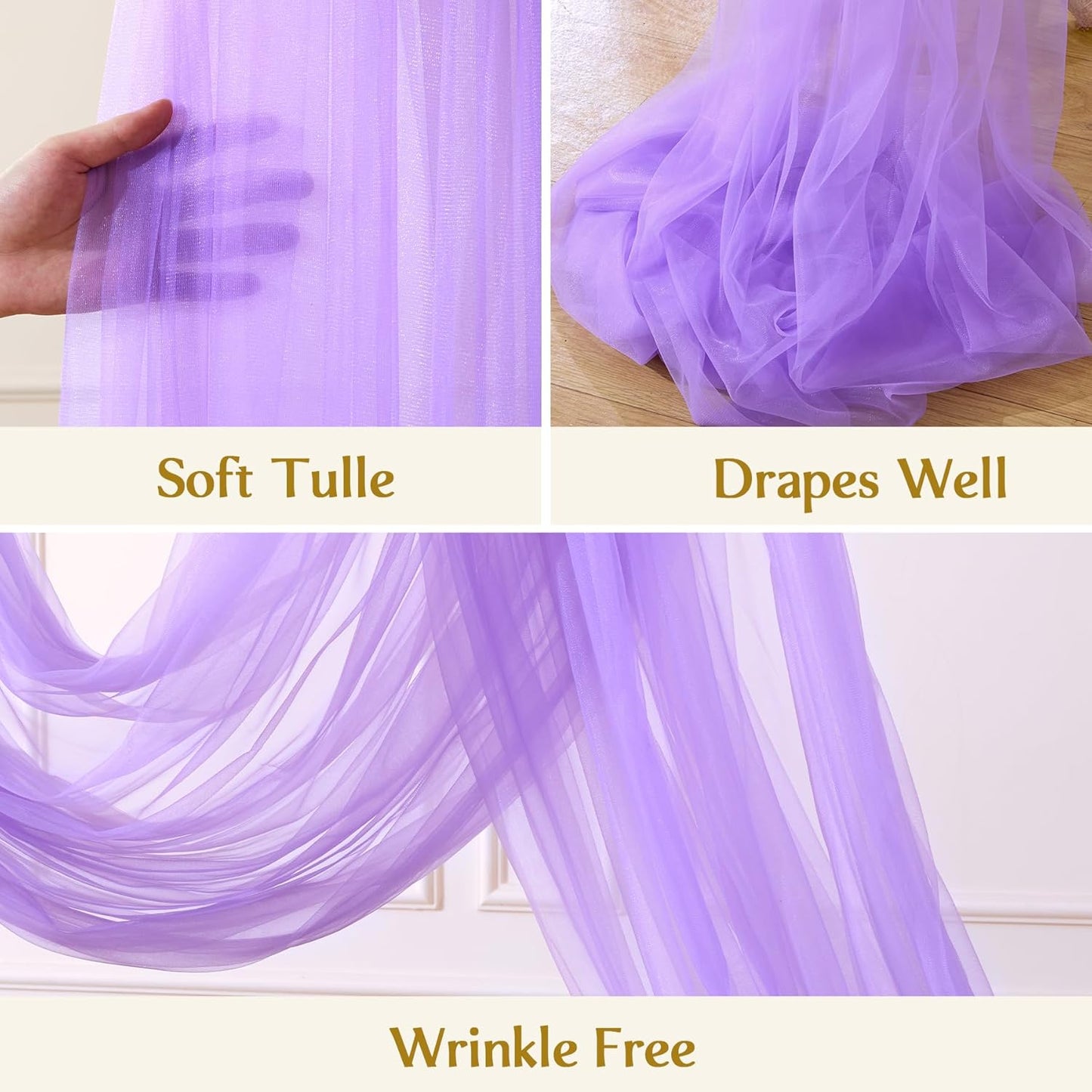 Wedding Arch Draping Fabric Backdrop 1 Panel 60" x 26Ft Purple Arch Drapes Curtains for Wedding Reception Sheer Tulle Backdrop Curtain for Ceremony Birthday Party Baby Shower Arbor Ceiling Decorations