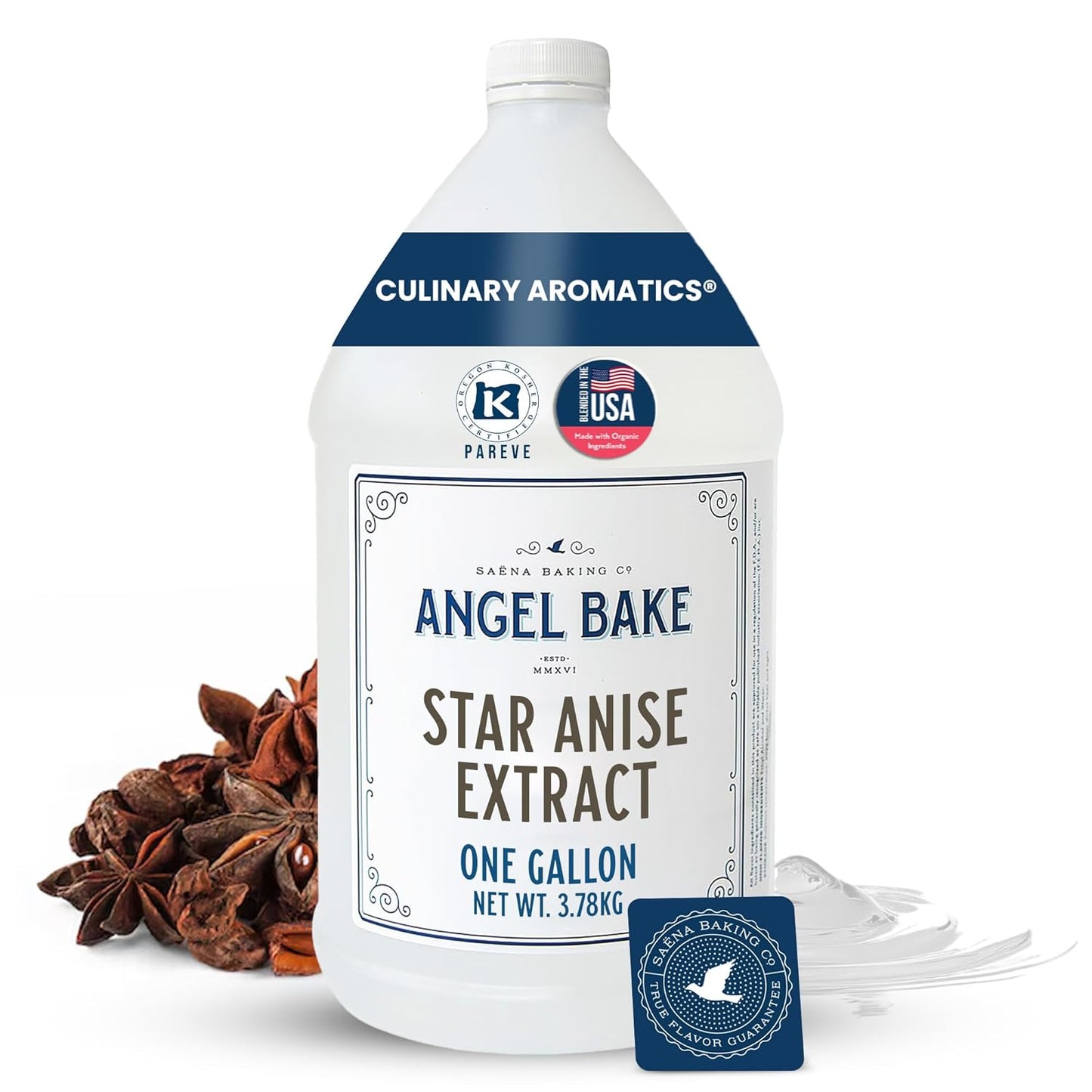 Pure Star Anise Extract, 1 Gallon - Natural Essence for Beverage Formulations, Bulk Manufacturing, Professional Food Developers - Kosher Certified, Vegan, Gluten-Free, Keto Friendly