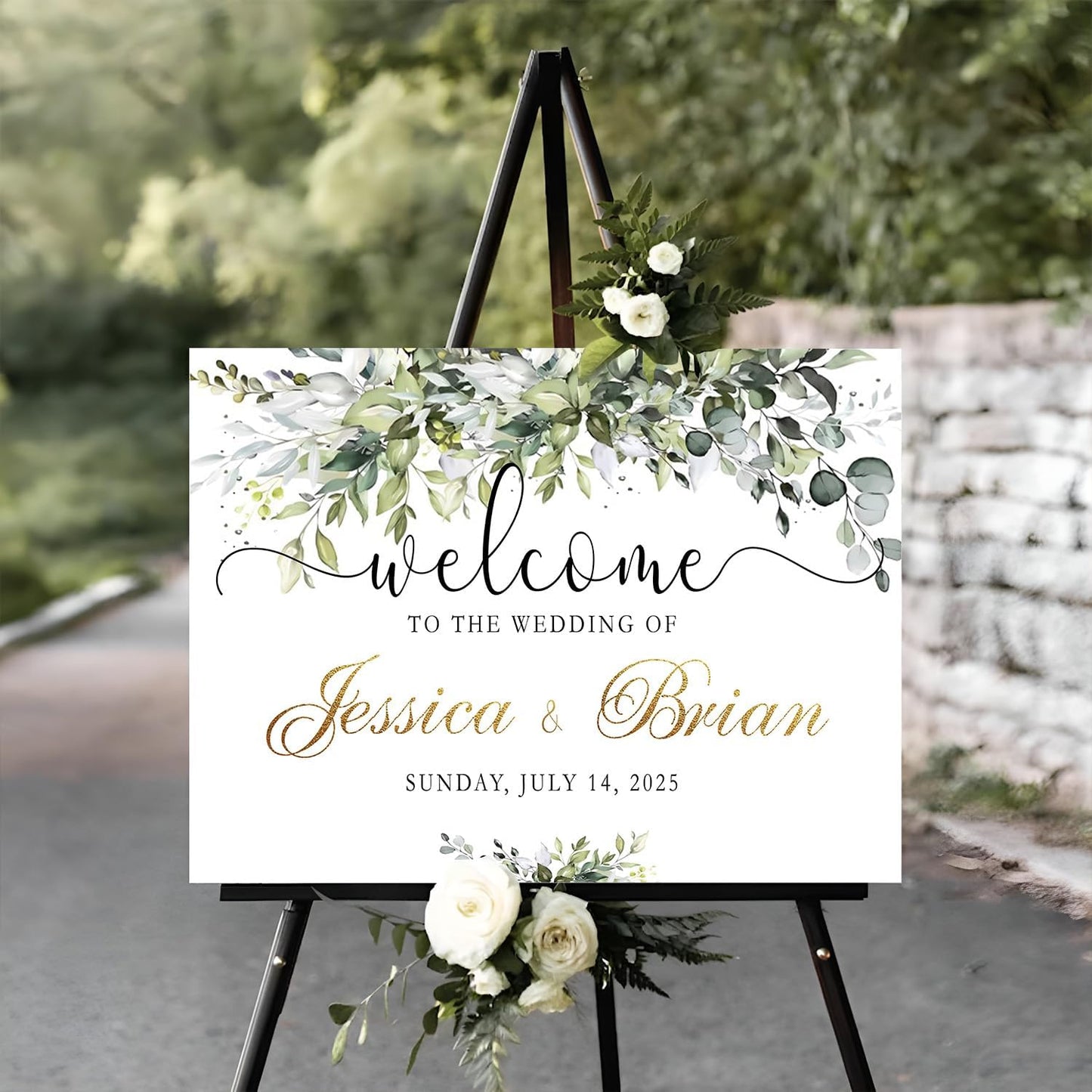 Personalized Welcome to Our Wedding Sign With Stand - Rustic Ceremony Decor and Reserved Signs